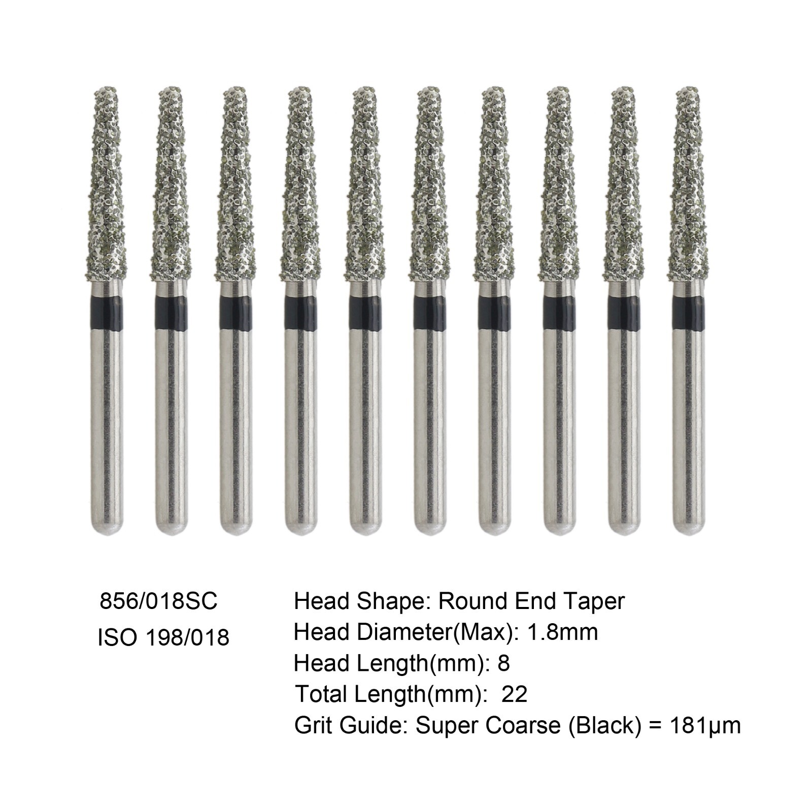 Dental Diamond Burs FG Round End Taper Pear Football Fine Coarse Grit 850 856