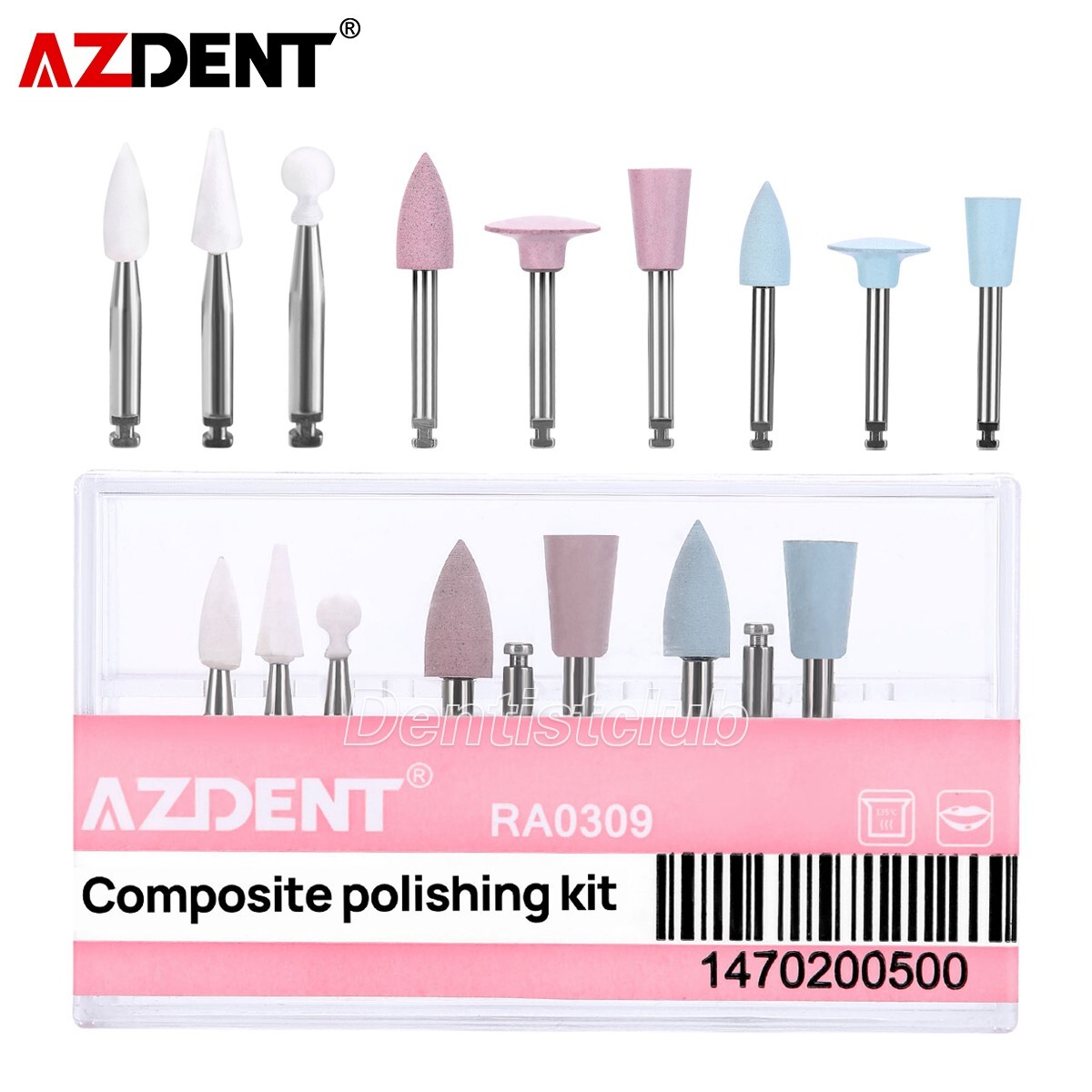 9Pcs Dental Diamond Burs Composite Polishing Kit RA0309 for Low Speed Handpiece