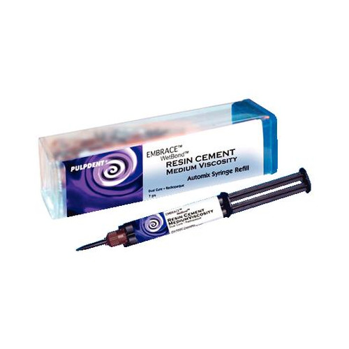 Pulpdent EMCMR EMBRACE WetBond Automix Medium Viscosity Resin Cement Syringe 7g