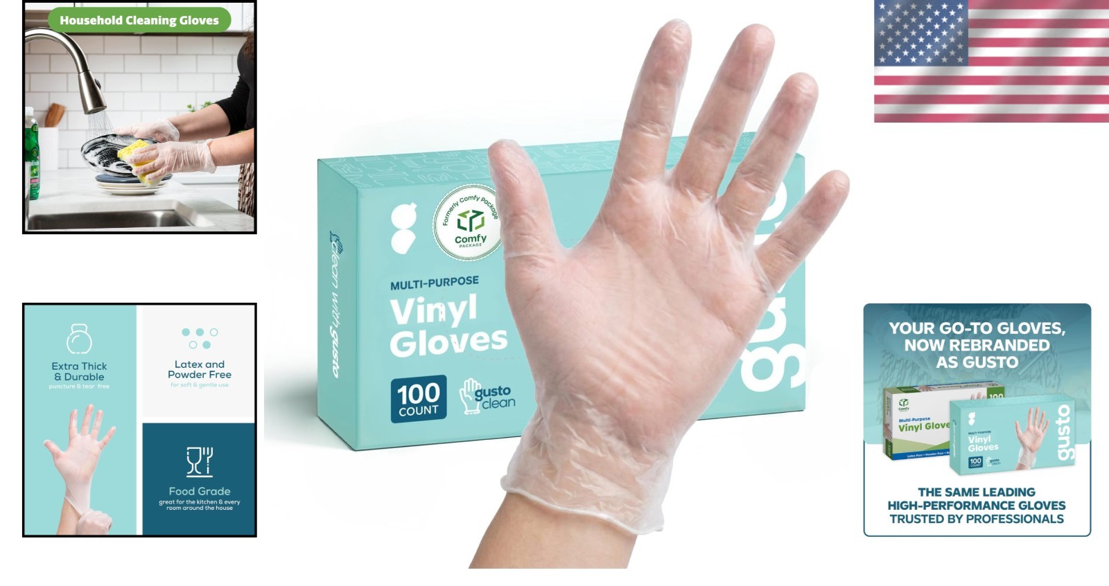 100 Count Clear Disposable Gloves – Latex-Free for Kitchen & Cleaning