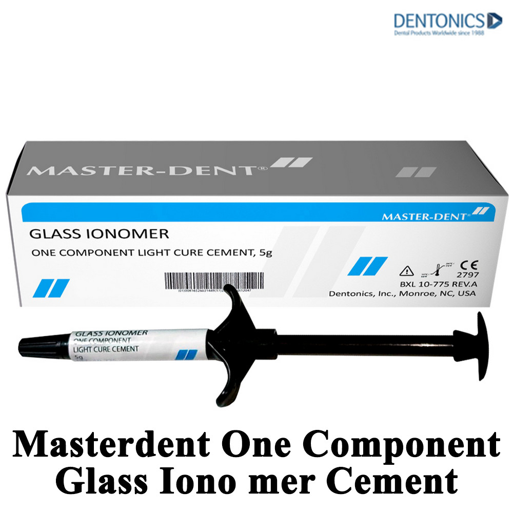 Dental Dentonics Master Dent One Component Glass Iono mer Cement Liner Light