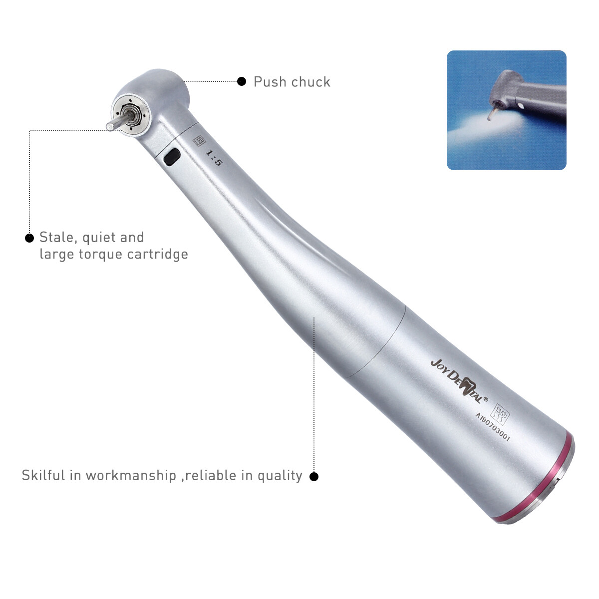 10x Dental LED 1:5 Fiber Optic increasing Contra Angle Handpiece