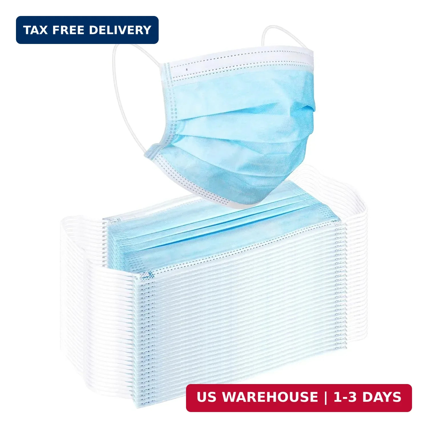 Be Smart Get Prepared 50 pcs FACE MASK, 3 Ply Protective Barrier, Single Use, Di