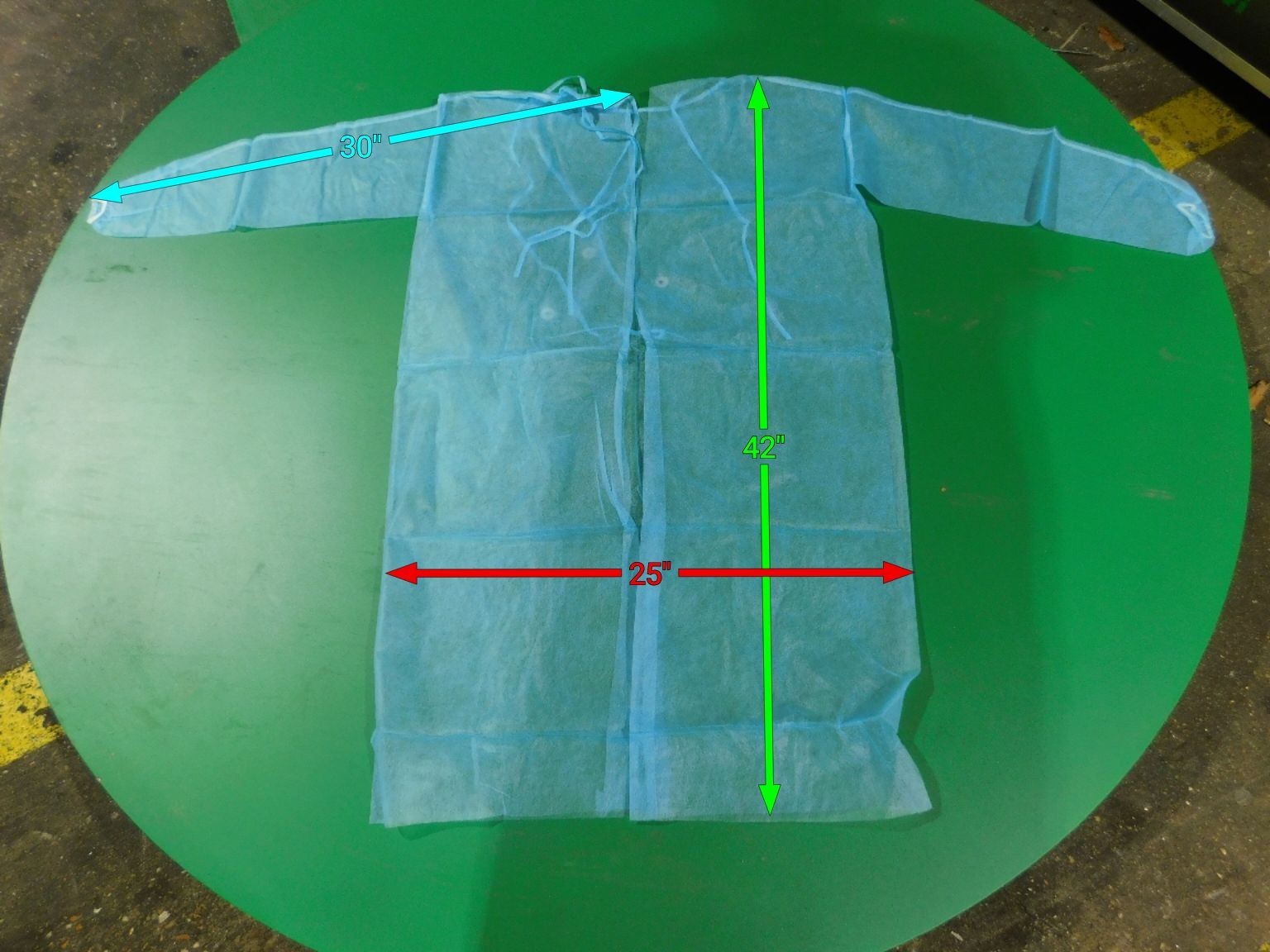 120 NEW Disposable PP Medical Gown, Blue, Long Sleeve Cuff Polypropylene 64¢ ea