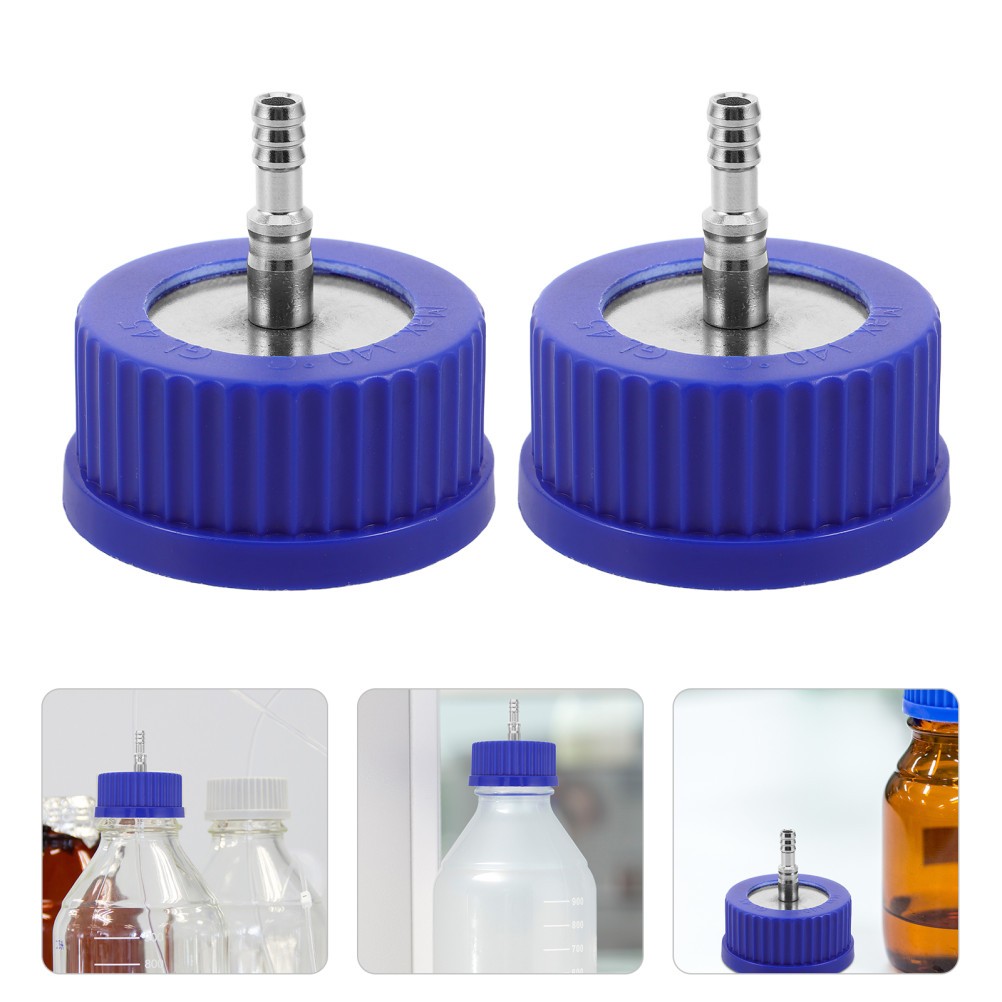 2Pcs Autoclavable Gl45 Sampling Caps for Lab Bottles Metal Plastic Blue