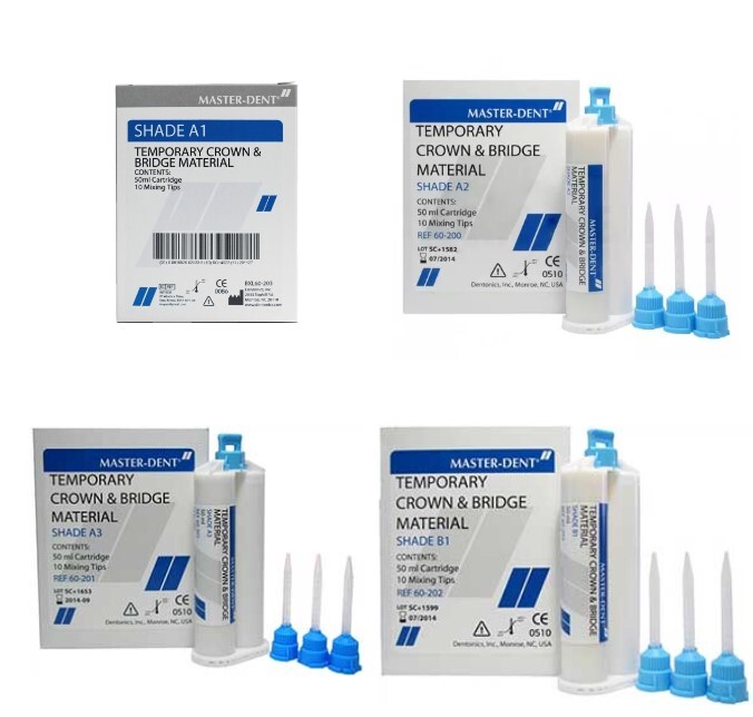 Temporary Crown & Bridge Material Automix 50ml Cartridge MasterDent A1 A2 A3 B1