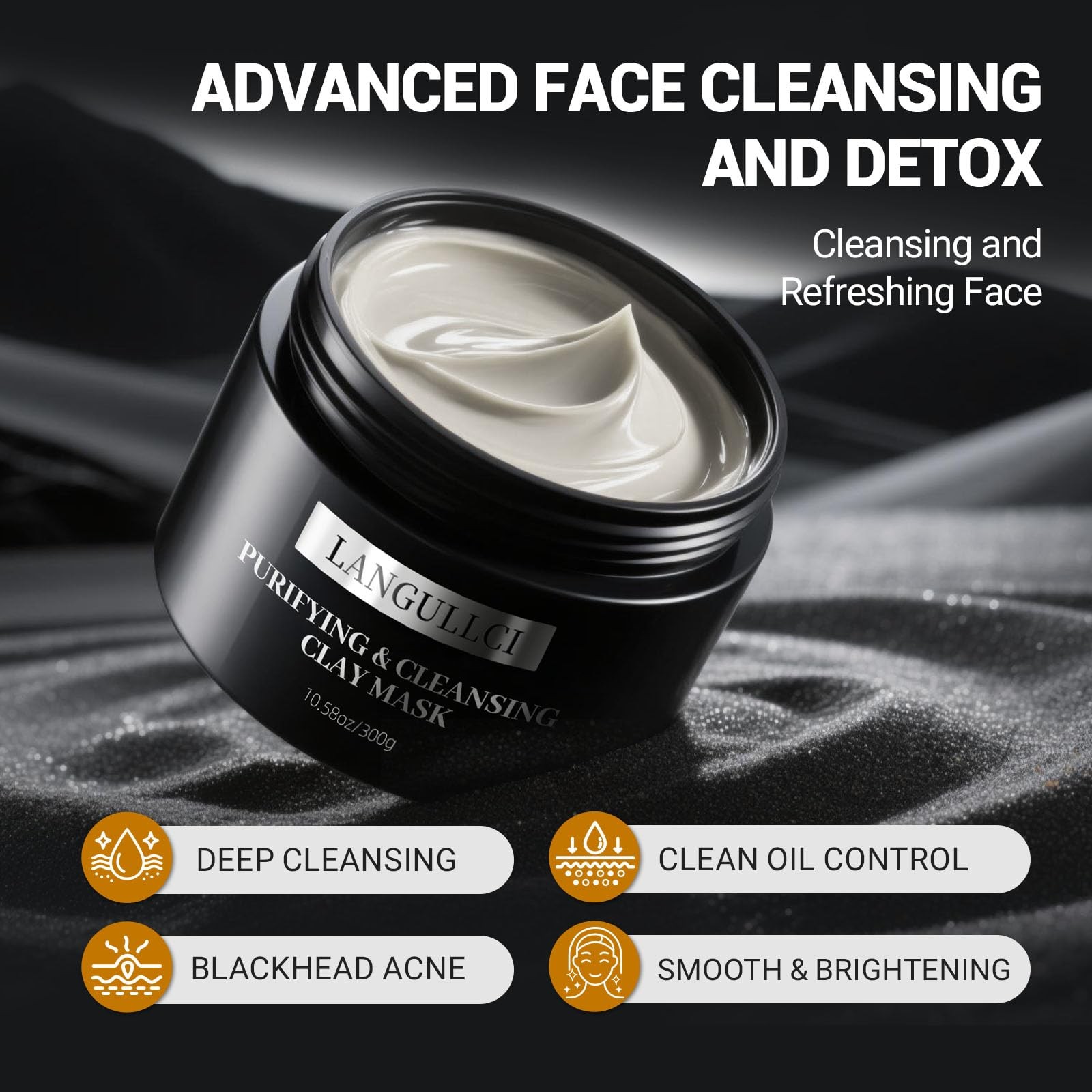 Clay Mask & Mud Face Mask – Purifying Kaolin Clay Mask, Blackhead Remover & Oil