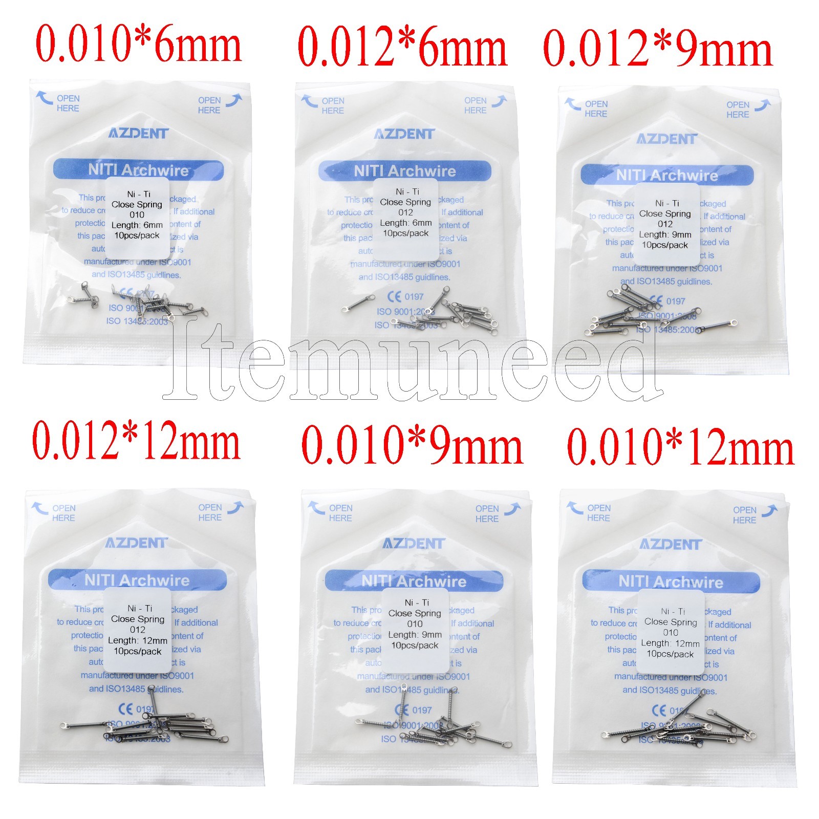 AZDENT Dental Orthodontic Niti Closed Coil Spring High Resilience 10pcs/pack