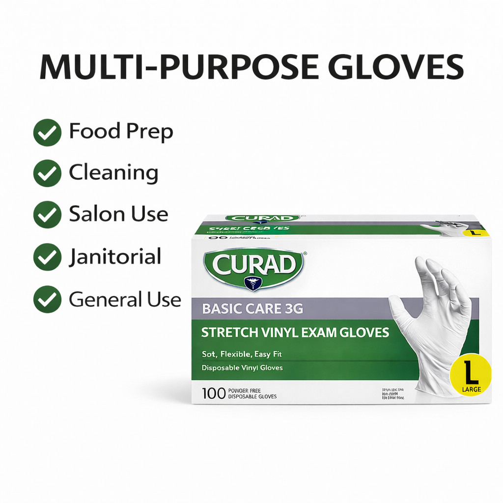 Disposable Vinyl Gloves Large Powder Free Latex Free Cleaning Food Prep Bulk
