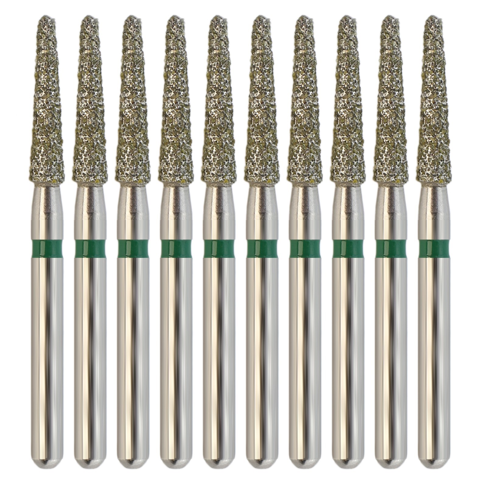 Multi-Use Dental Diamonds FG Round End Taper Burs Friction Grip 856/018C Green