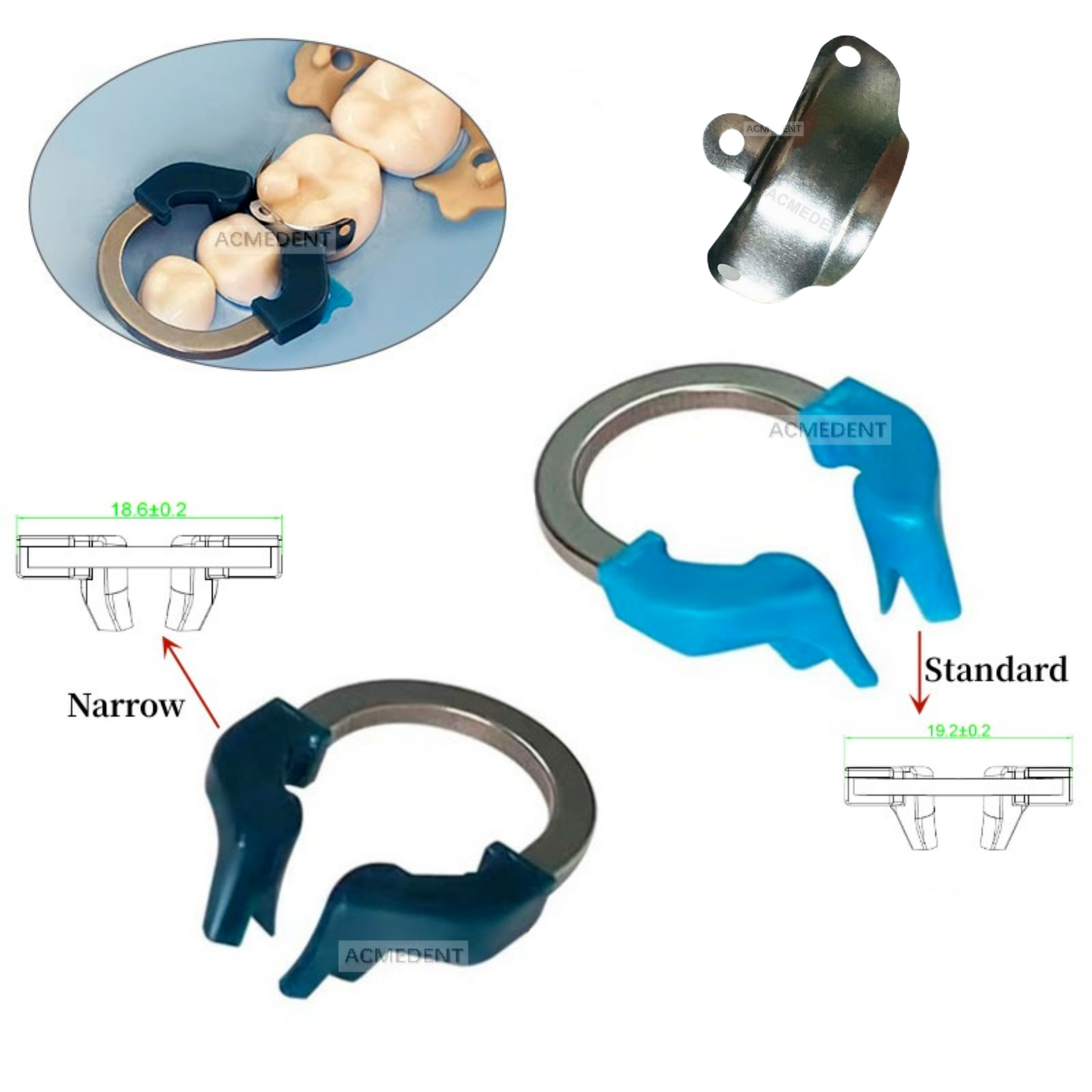 Palodent Plus Style Dental Sectional Matrix Narrow/Standard Ring Titanium Clamp