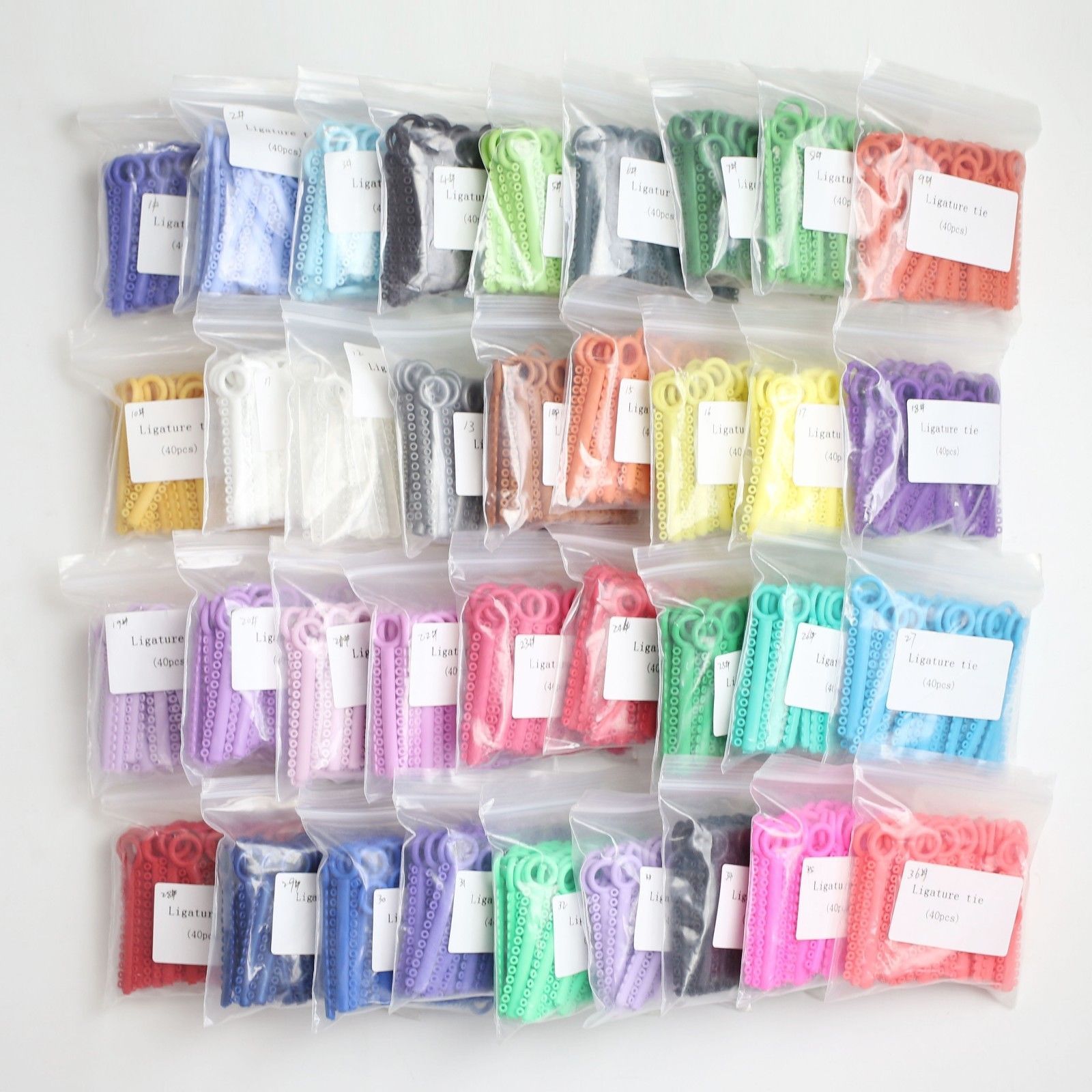 1 Pack 1040 Pcs Dental Orthodontic Elastic Braces Rubber Ligature Ties 37 Colors