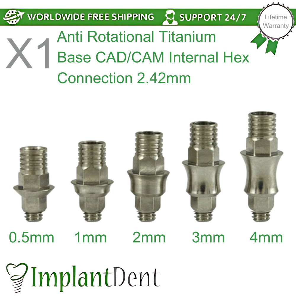 1x T-Base CAD/CAM Anti Rotational For Dental Int Hex Connection 2.42mm Dentistry