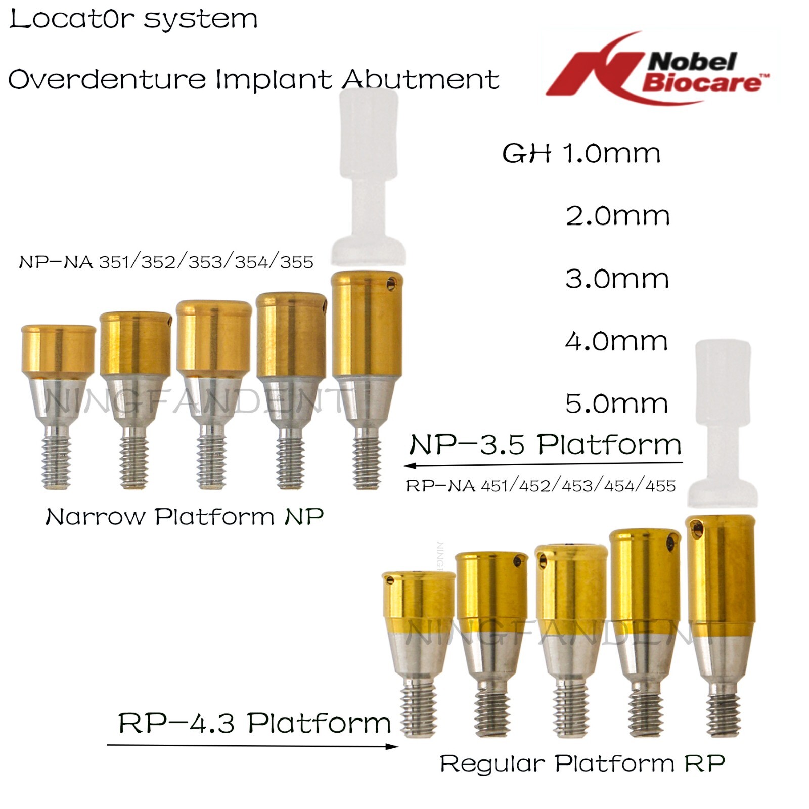 Nobel Biocare Active NP/RP Overdenture Locator Abutments Male Caps For 1-5mm GH