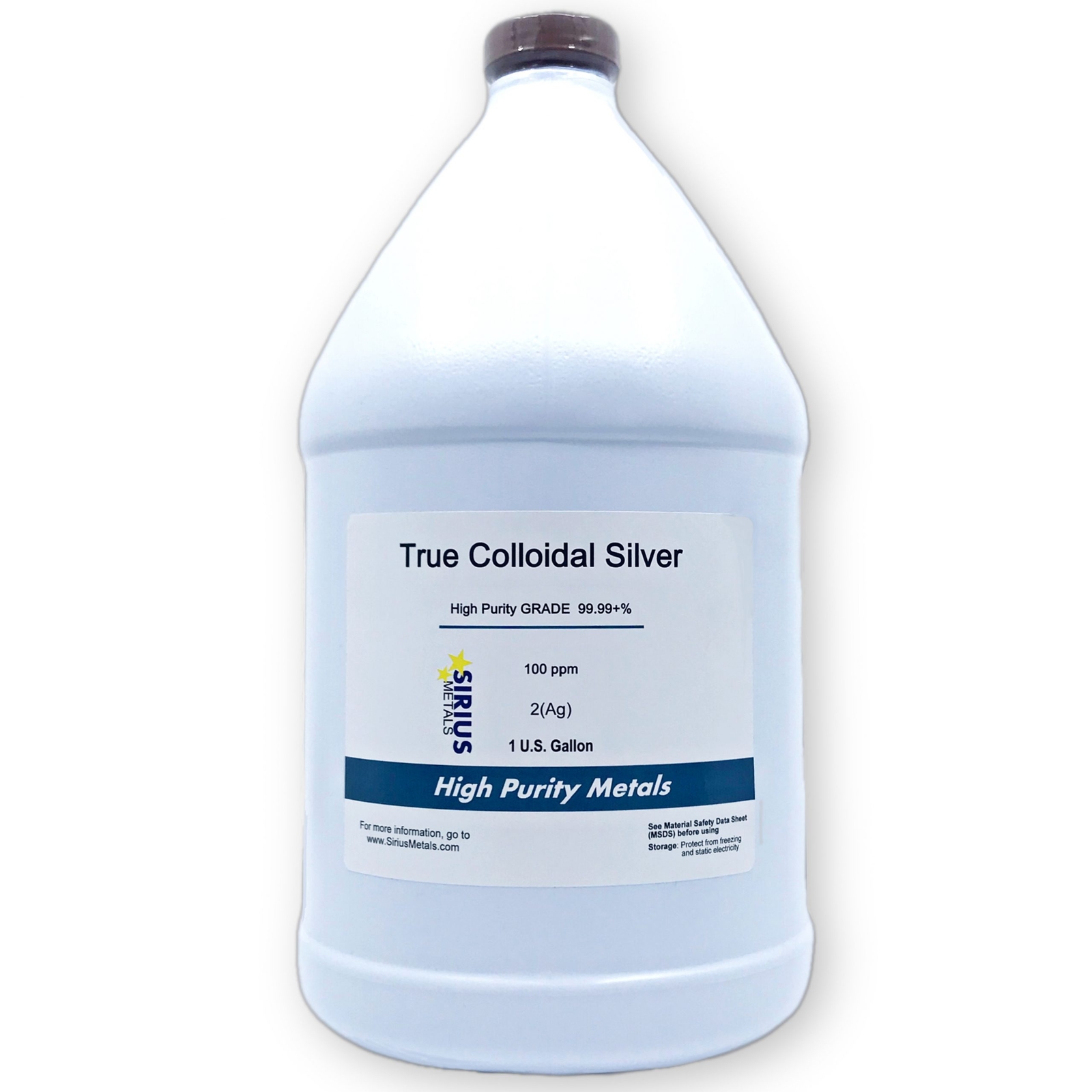 True Colloidal Silver NanoParticles (AgNPs): 100 ppm – 1 US Gallon in Plastic
