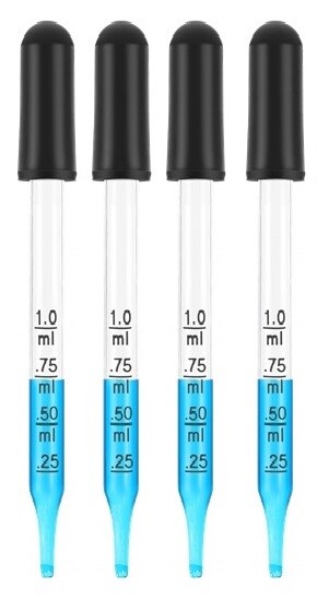 Lot of 4 Medicine Art Essential Oils Eye Dropper Graduated 4″ Straight Tip 1ml