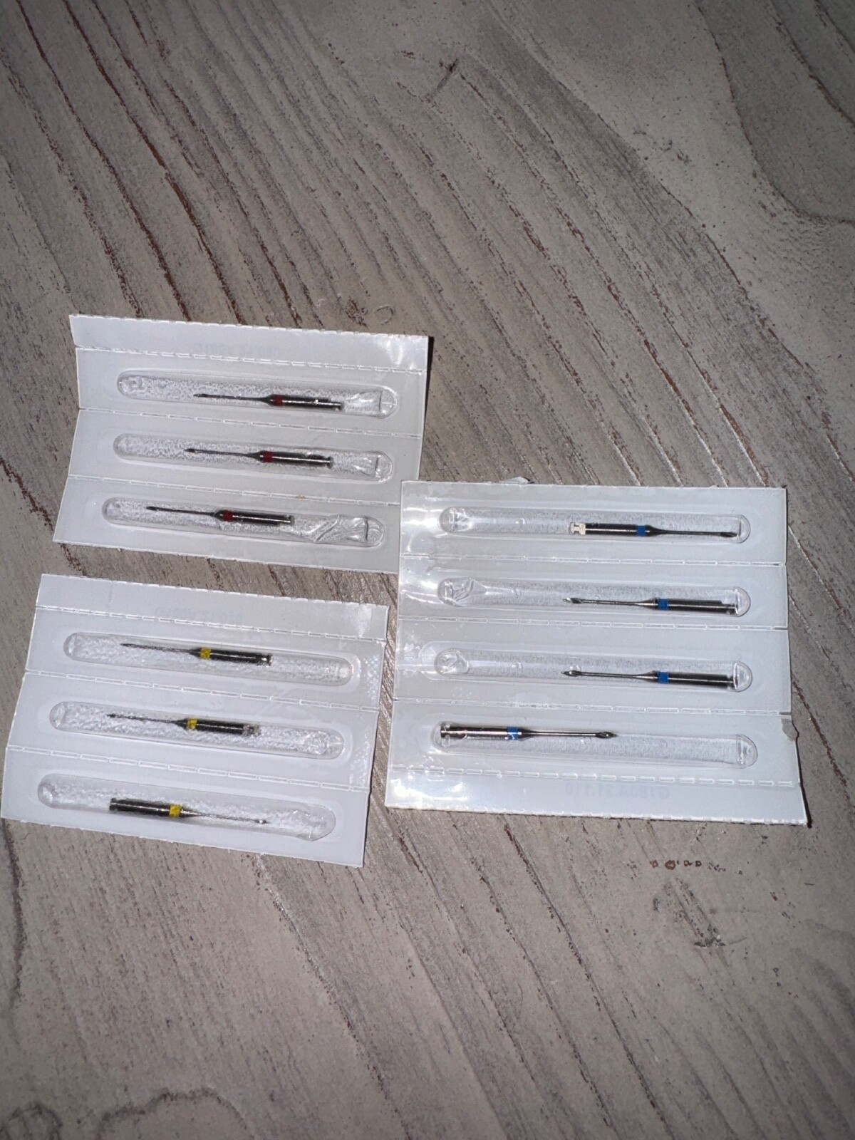 Gates Glidden drills (yellow, red, blue)