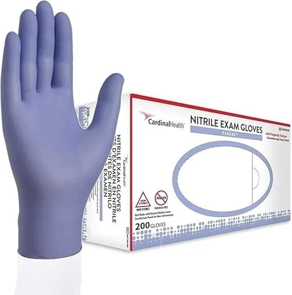 Cardinal Health Nitrile Exam Gloves , Finger Texture 200 Count Box (Large)