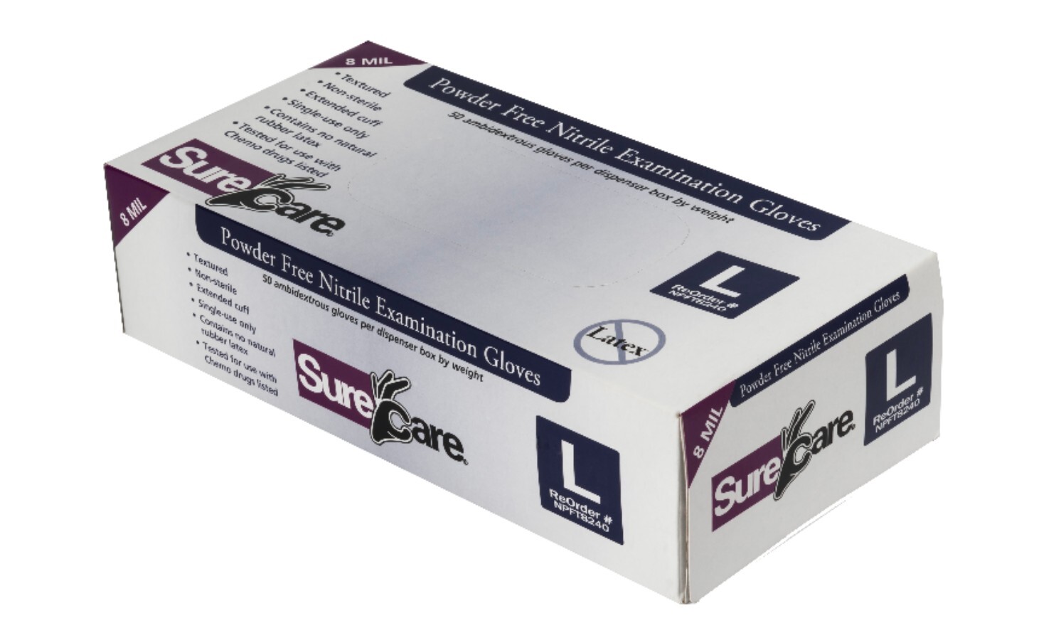 8mil HeavyDuty Extended Cuff Nitrile Powder Free Latex Free Glove SMALL 500ct