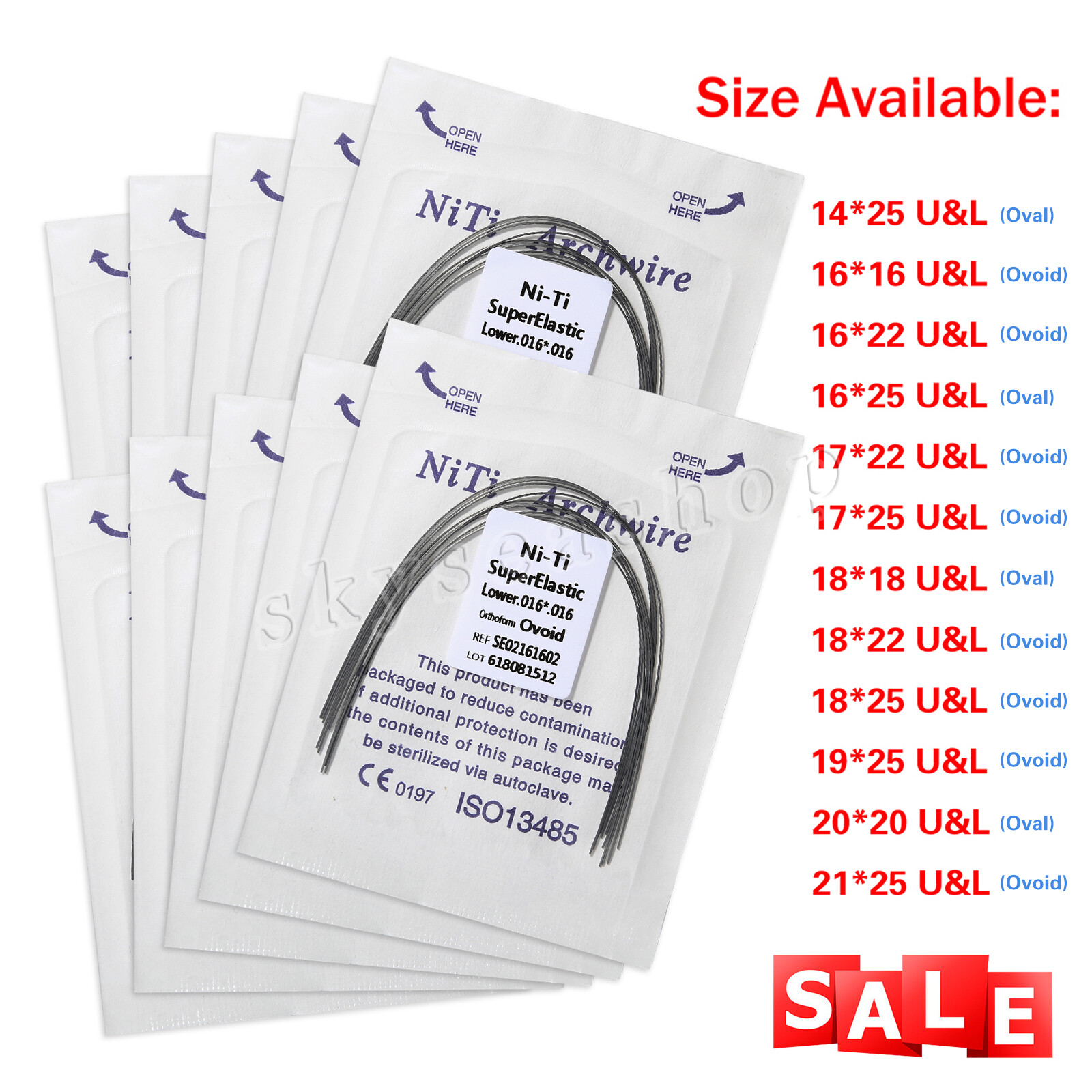 100pcs/10 Packs Dental Orthodontic Elastic Niti Arch Wire Rectangular Oval/Ovoid