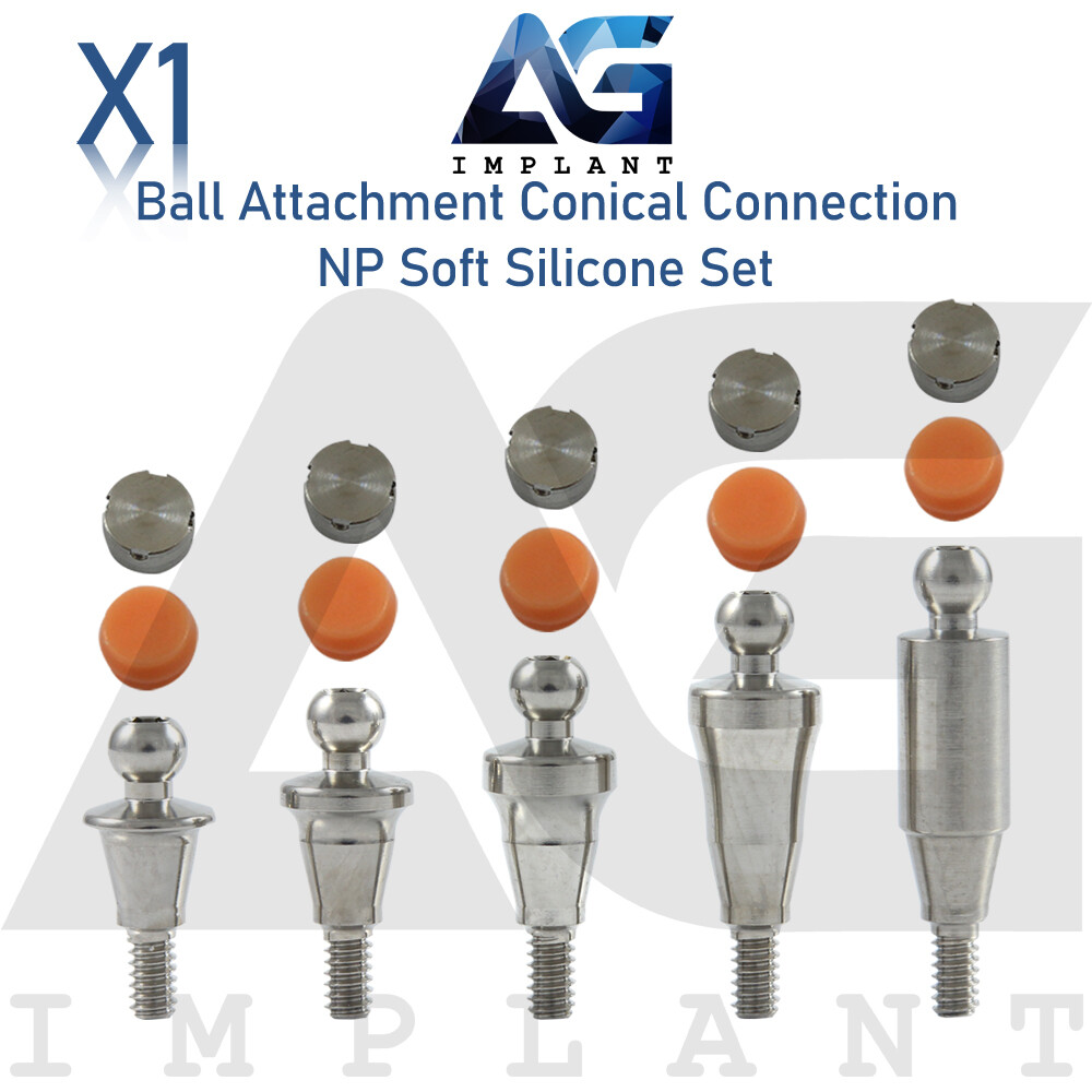 Ball Attachment Soft Silicone Cap Set Conical Connection NP System 2.25mm
