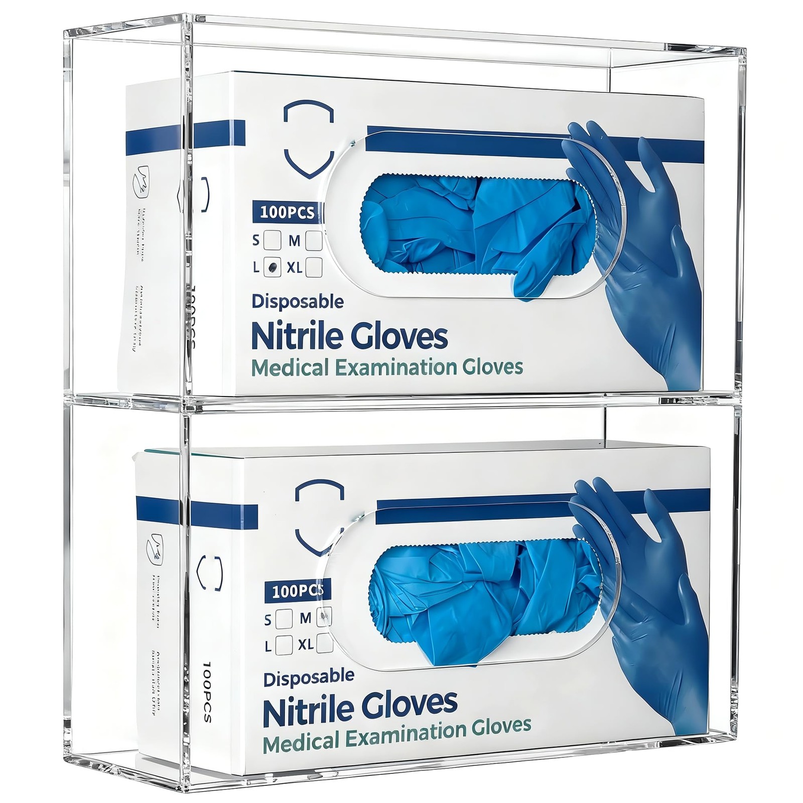 Aphbrada Double Glove Box Holder Wall Mount, Side-Load Acrylic Glove Dispense…
