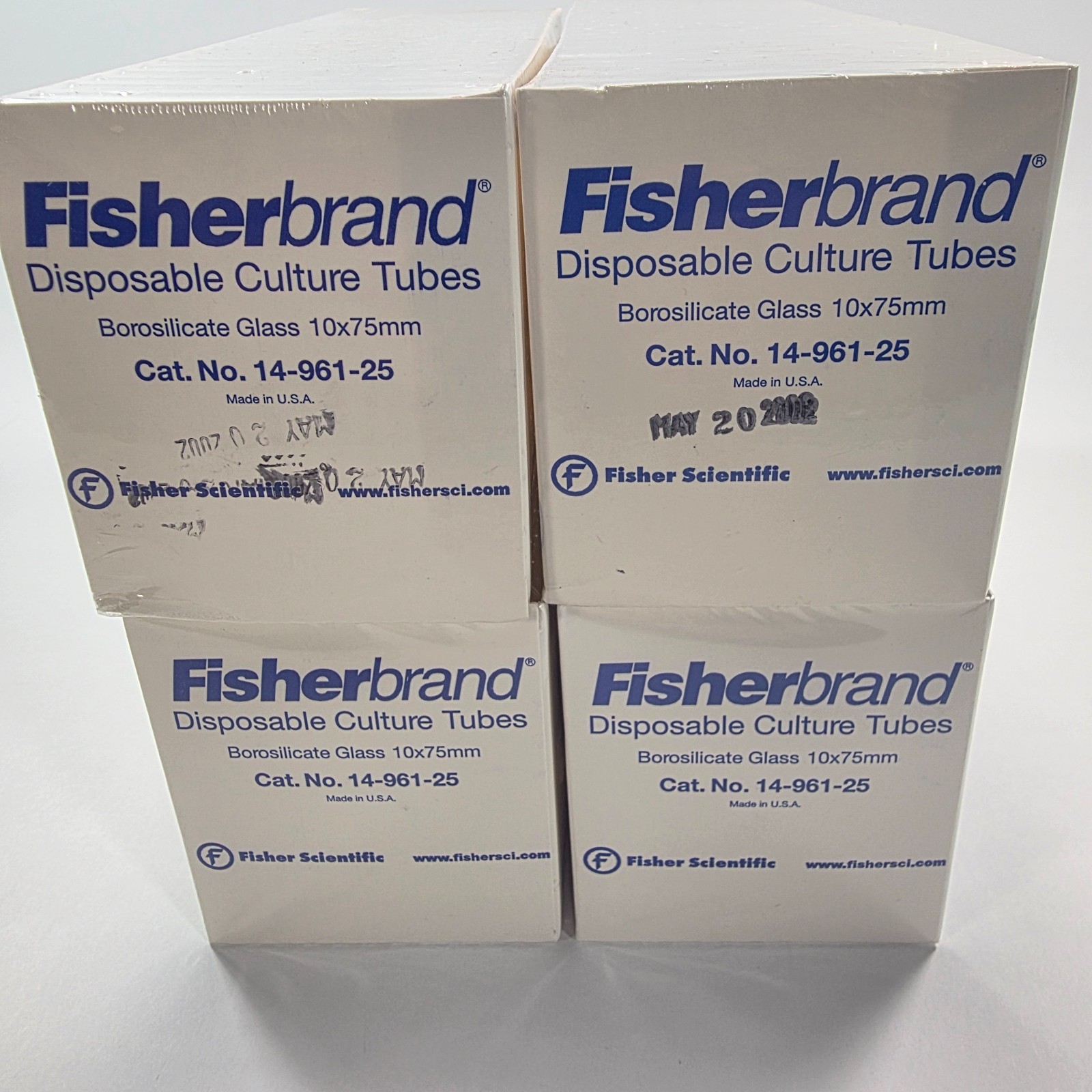 Lot of 4 Fisherbrand 14-961-25 Disposable Culture Tubes 10x75mm Cat No 14-961-25
