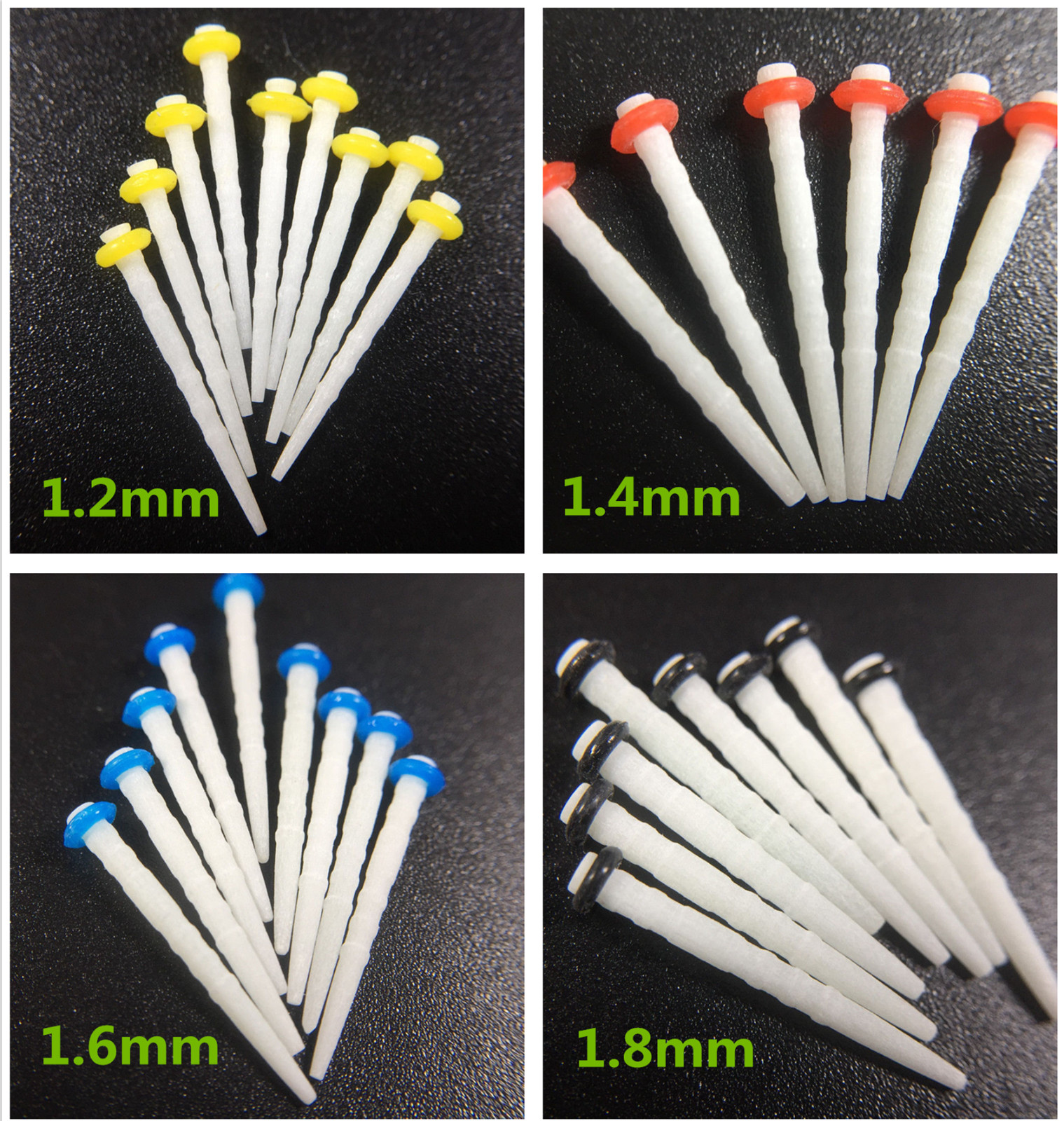 200PCS Dental Glass Fiber Post Root Canal Pins Straight 1.0 1.2 1.4 1.6mm Posts
