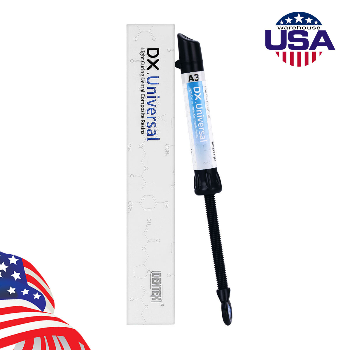 DENTEX Dental Universal Composite Light Cure Resin Anterior Posterior A3 Syringe