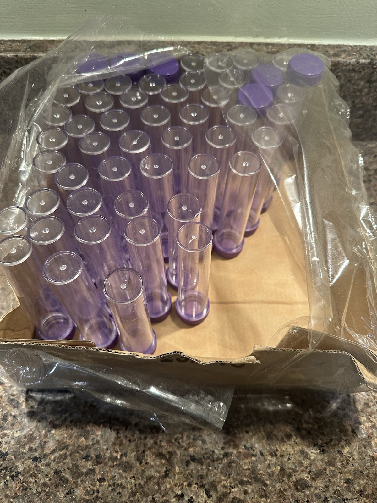 30ml Plastic Test Tubes with Purple Screw Caps 6Pcs x 30ml