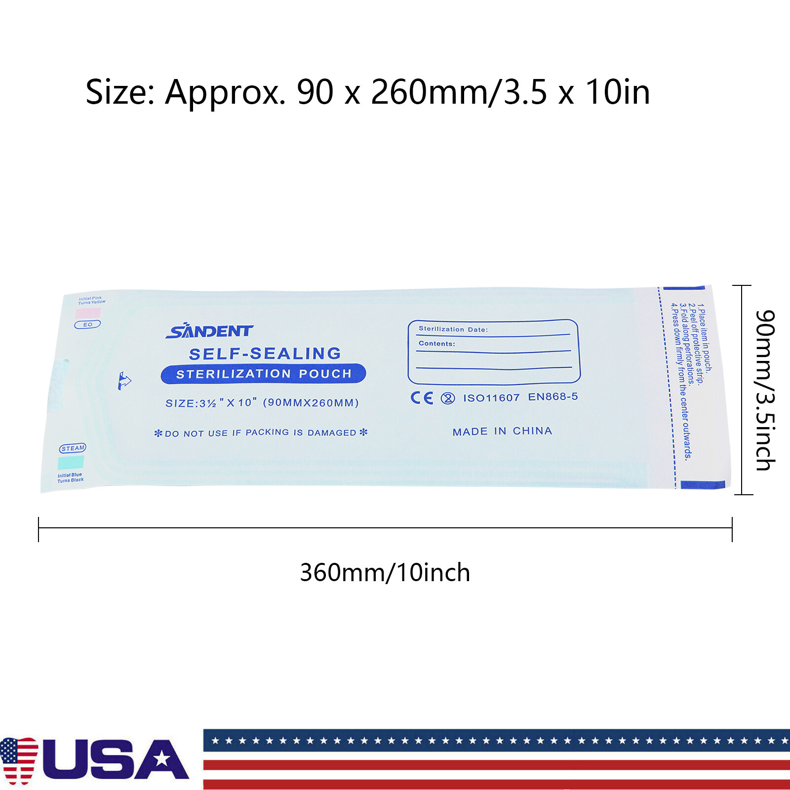 Self Seal Sterilization Pouches 3.50″ x 10″, Dental, Tattoo, Nail up to 4000pcs
