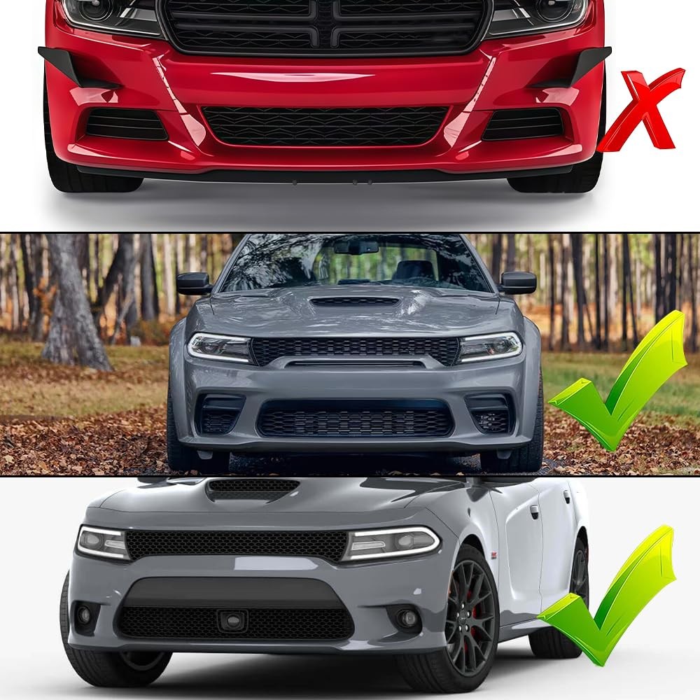 4PCS Front Bumper Lip Splitter 15-23 Dodge Charger SRT Hellcat Scat Pack Black