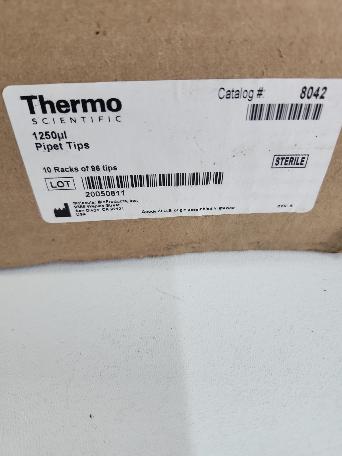 Thermo Scientific 8042 1250µL Pipette Tips Sterile 10 Racks of 96 New