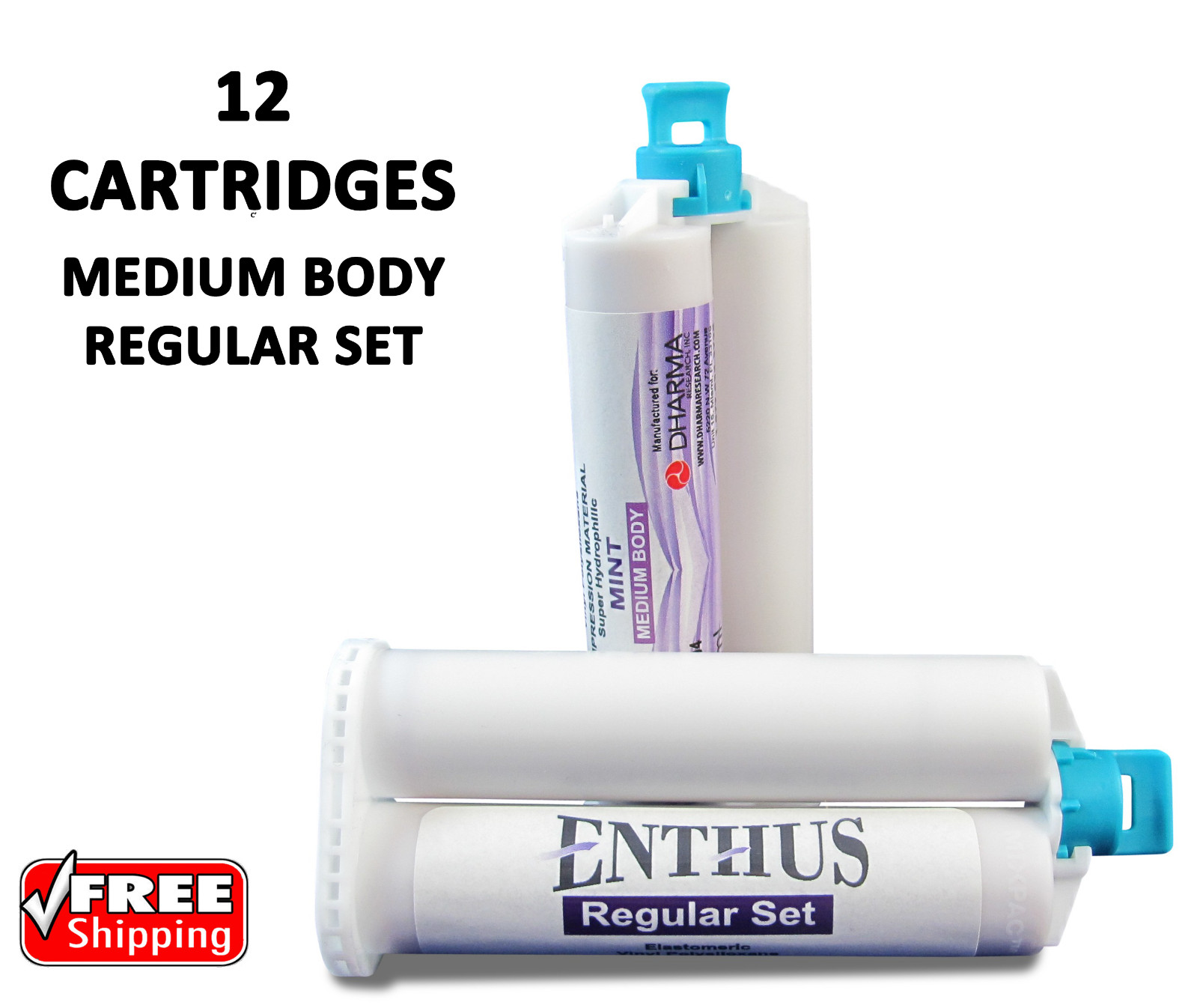 Enthus Medium BODY VPS Impression Material REGULAR Set 12 X 50ML Cartridges PVS