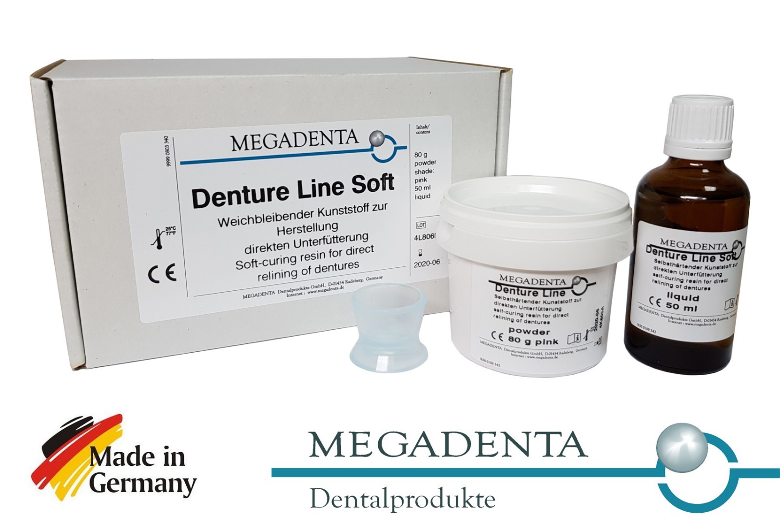 Dental Denture direct Reline Self cure soft resin acrylic Germany powder liquid