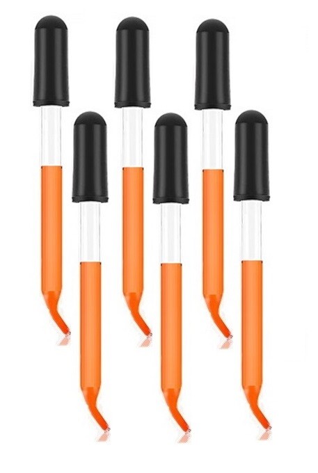 Medicine Art Essential Oils Eye Glass Dropper Pipette 3″ Curved Tip 1ml (6 Pack)
