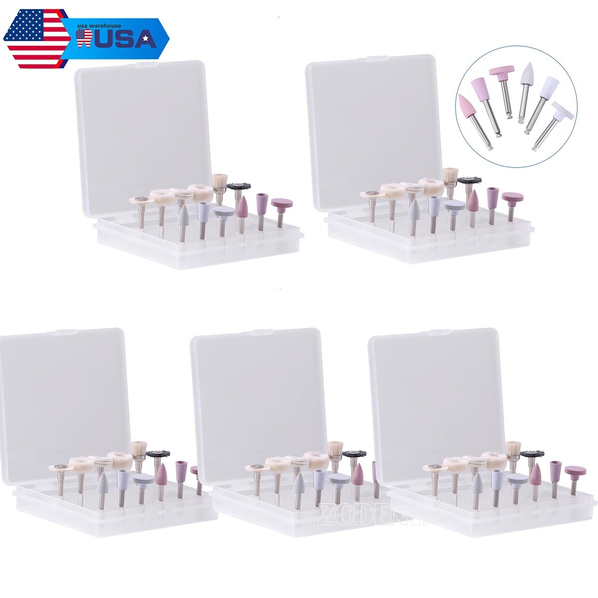 5X AZDENT Dental Composite Pulido Cepillos Disco Kit RA Silicona Pulidores