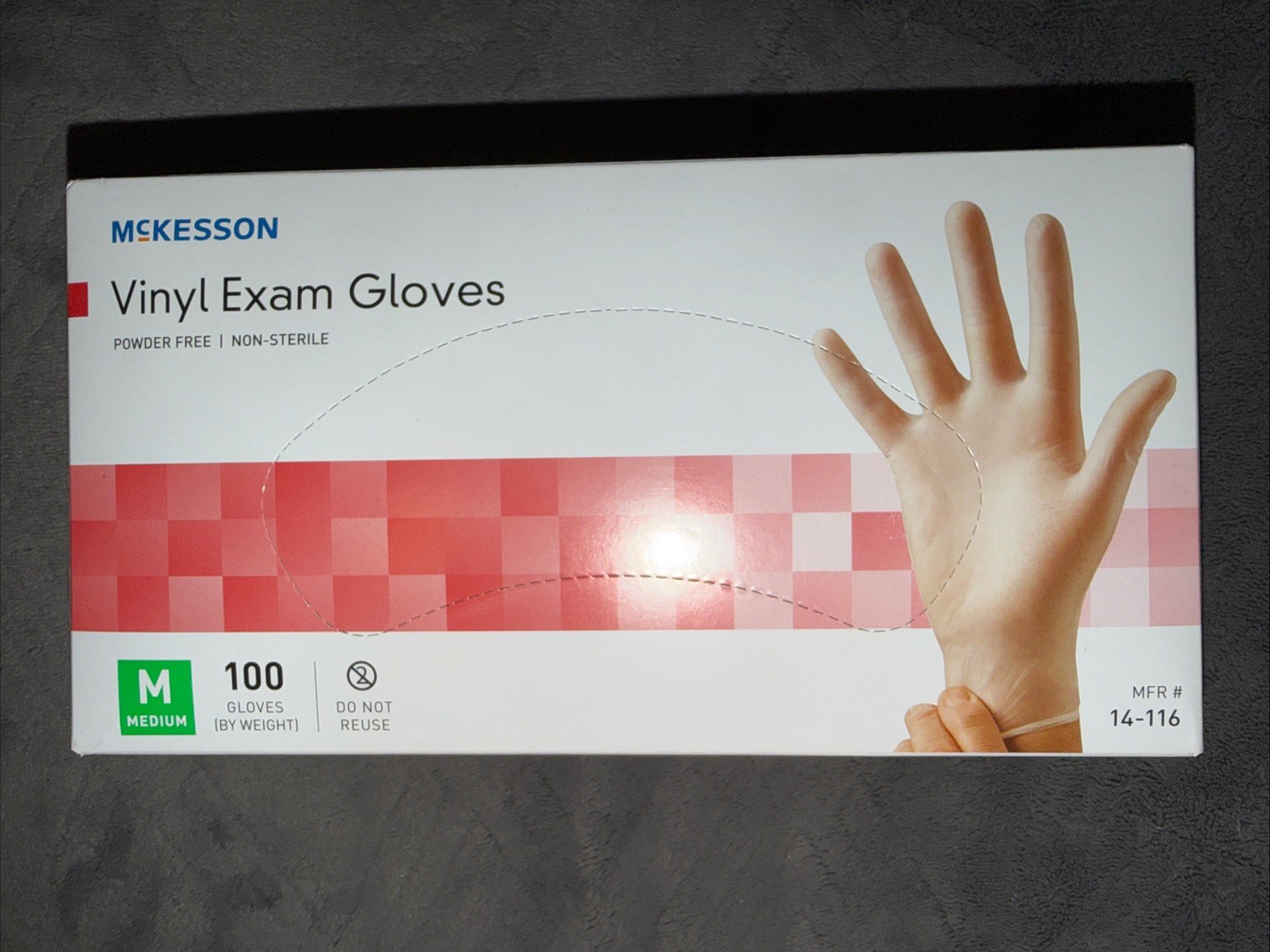 McKesson Vinyl Exam Powder Free Gloves Medium (Pack of 100) (14-116)