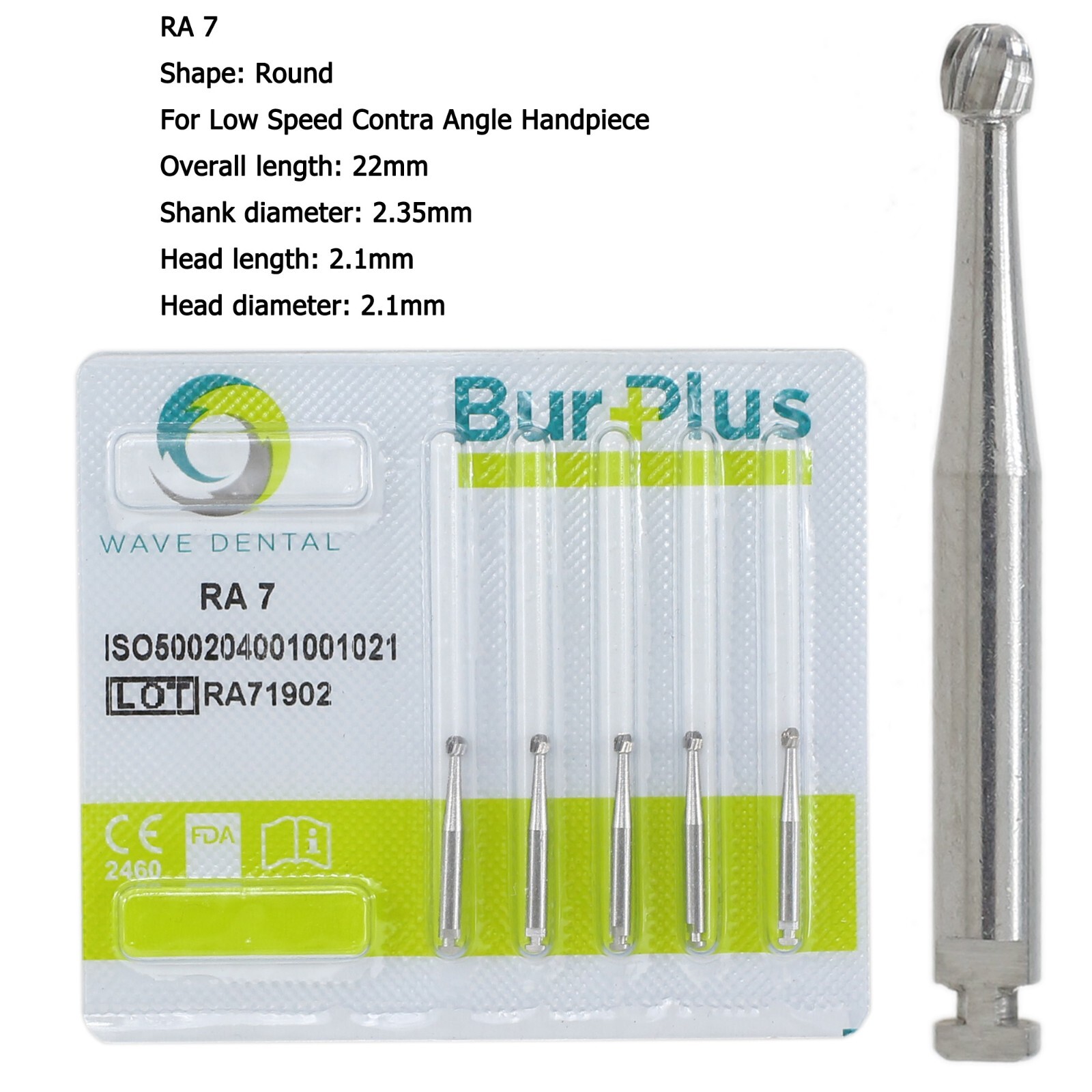 Wave Dental Latch Burs RA Round Carbide Bur 2 4 6 8 For Slow Speed Contra Angle