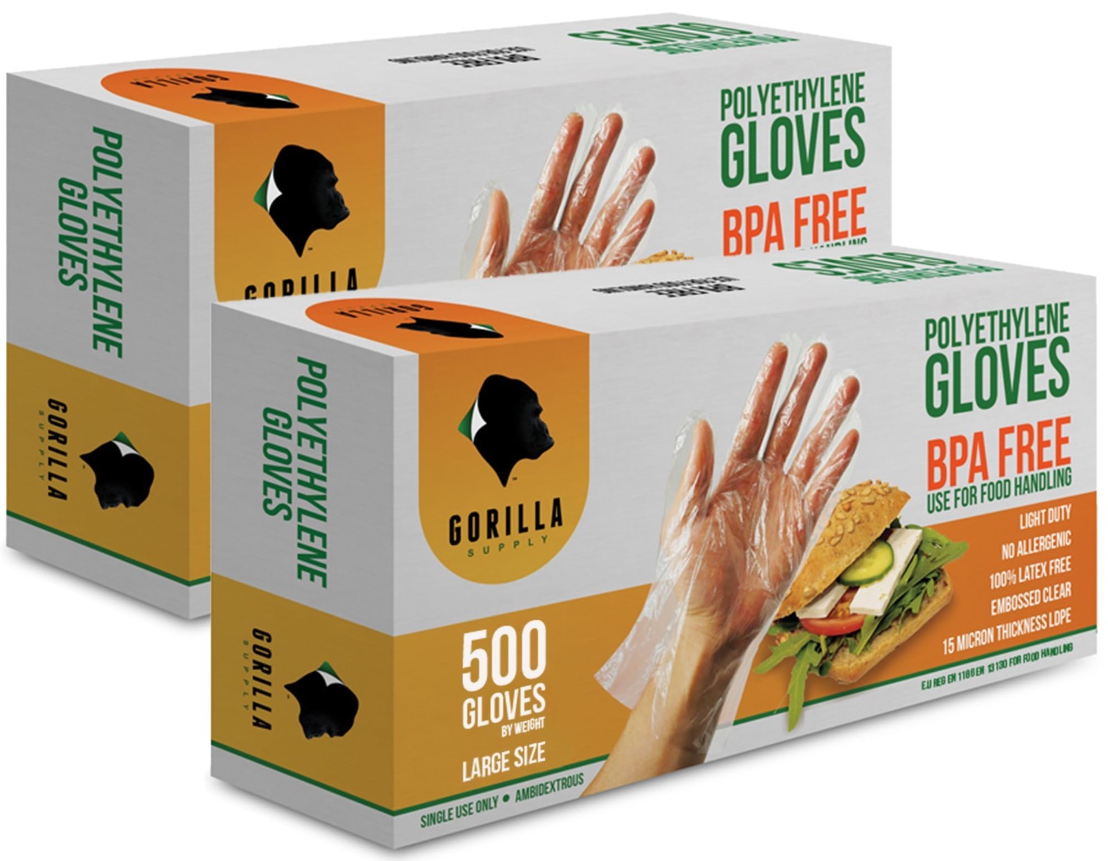 1000 Count Large Disposable Gloves – BPA Free Poly PE LDPE Plastic for Food Prep