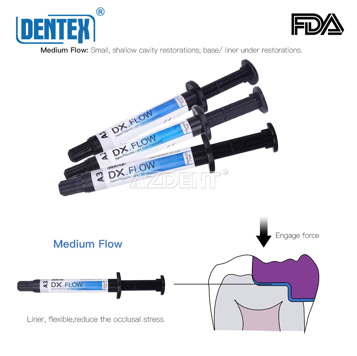 DX Dental Universal/Flowable Curing Light Composite Resin Shade A1 A2 A3 A3.5 B1