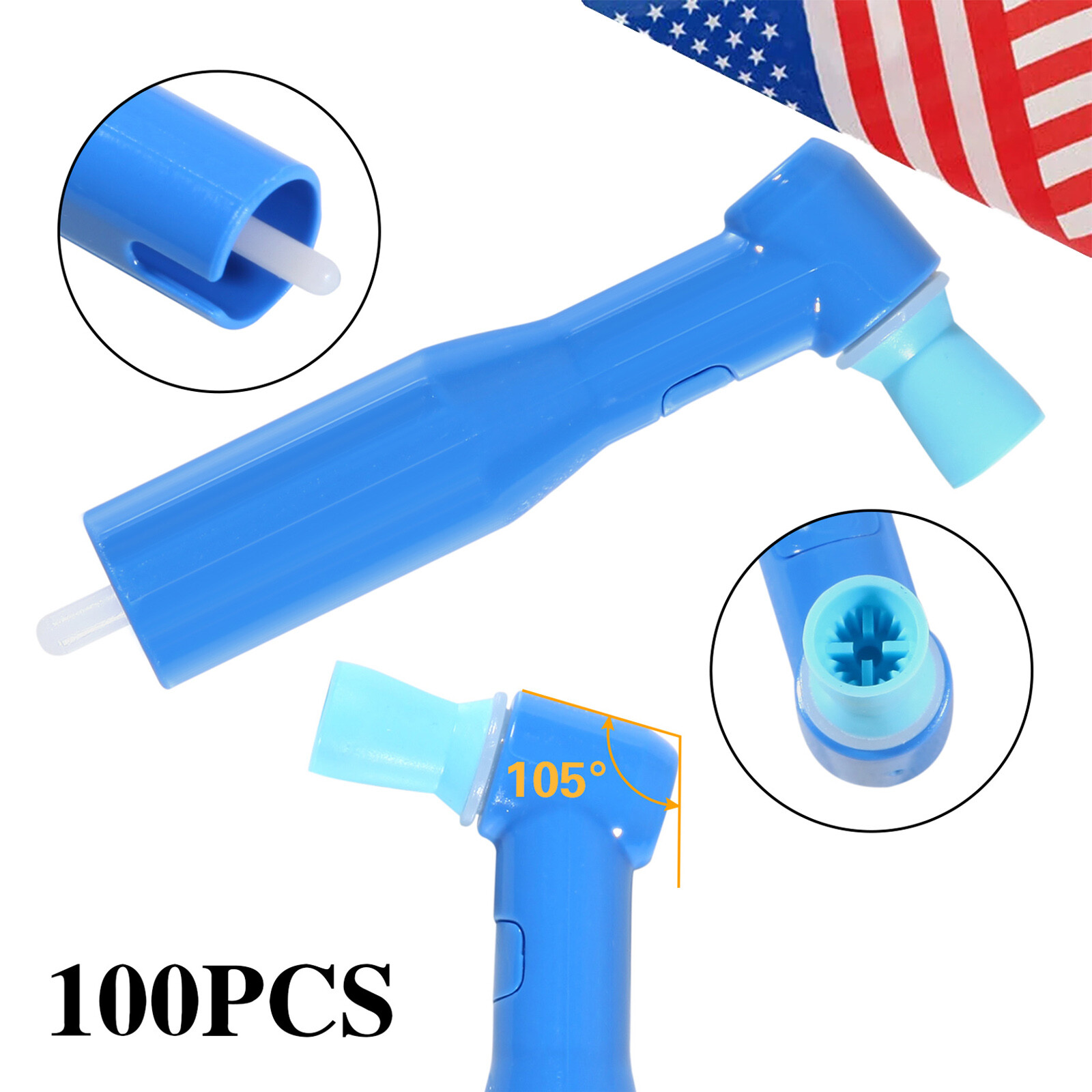 Dental Disposable Prophy Angles Regular Latex Free Contra Angle 105° Firm 100pcs