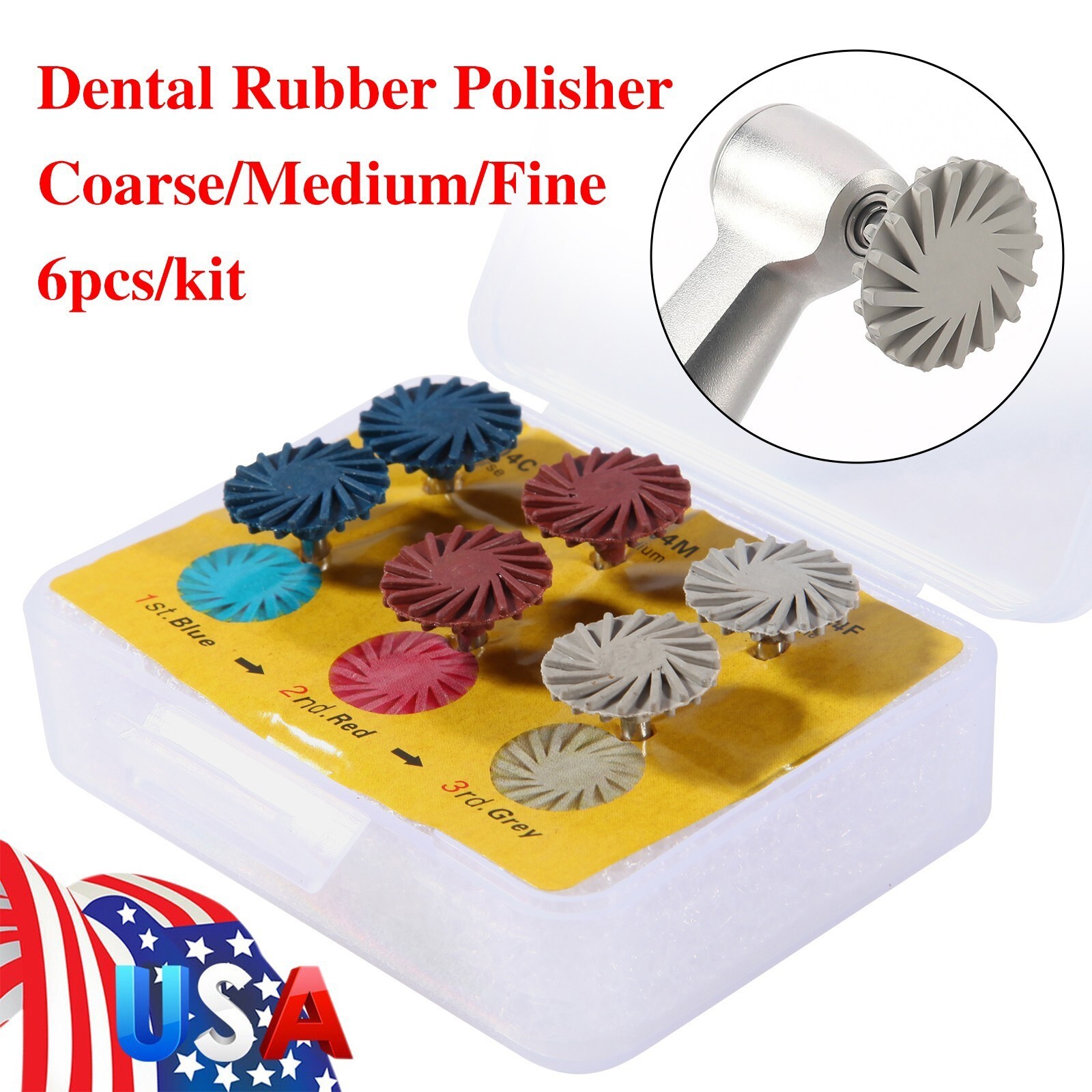 6pcs/box Dental Polish Kit Composite Resin Polishing Disc Spiral Polish Wheel