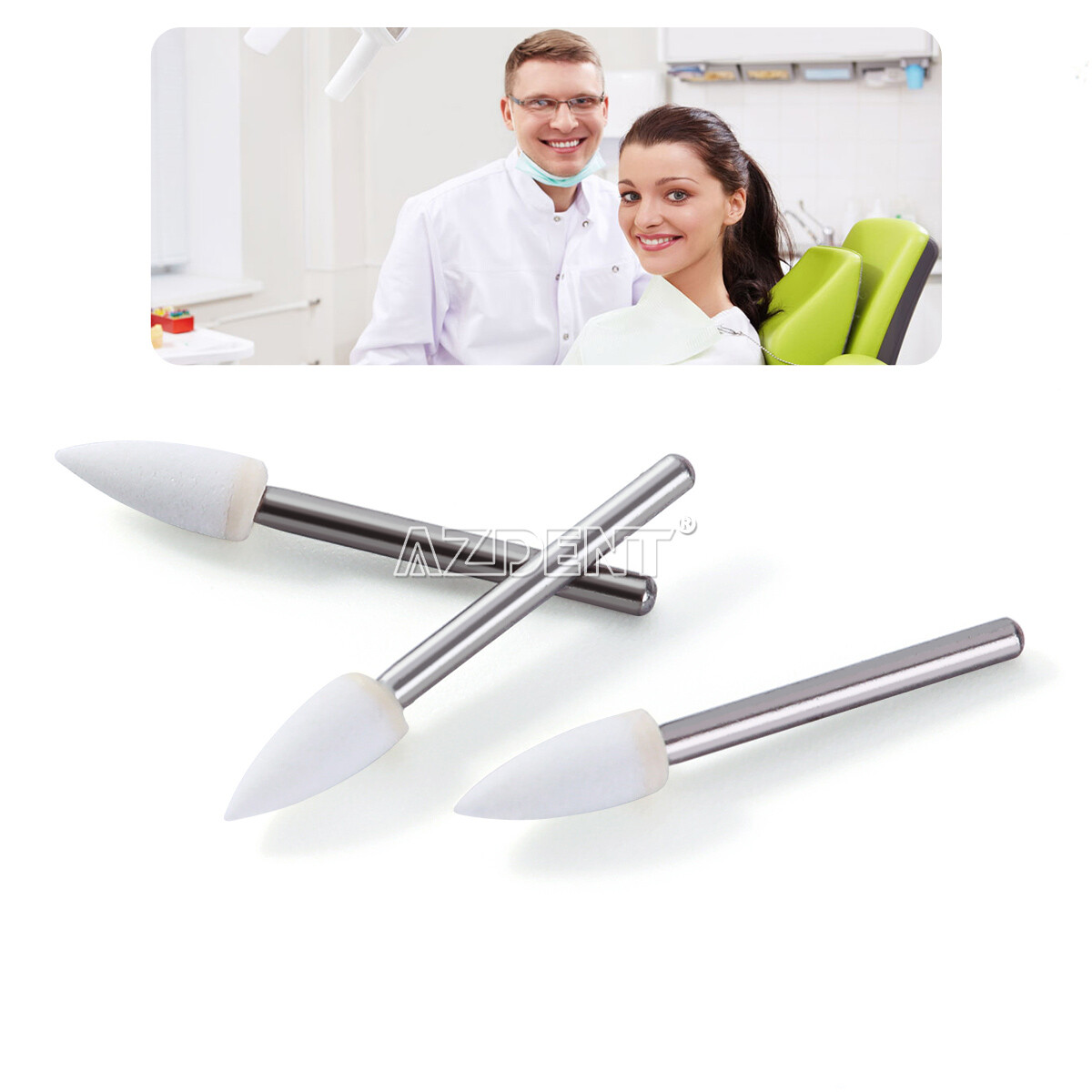 Dental White Stone Porcelain Resin Handpiece Polishing Burs FG Cone /Flame/Round