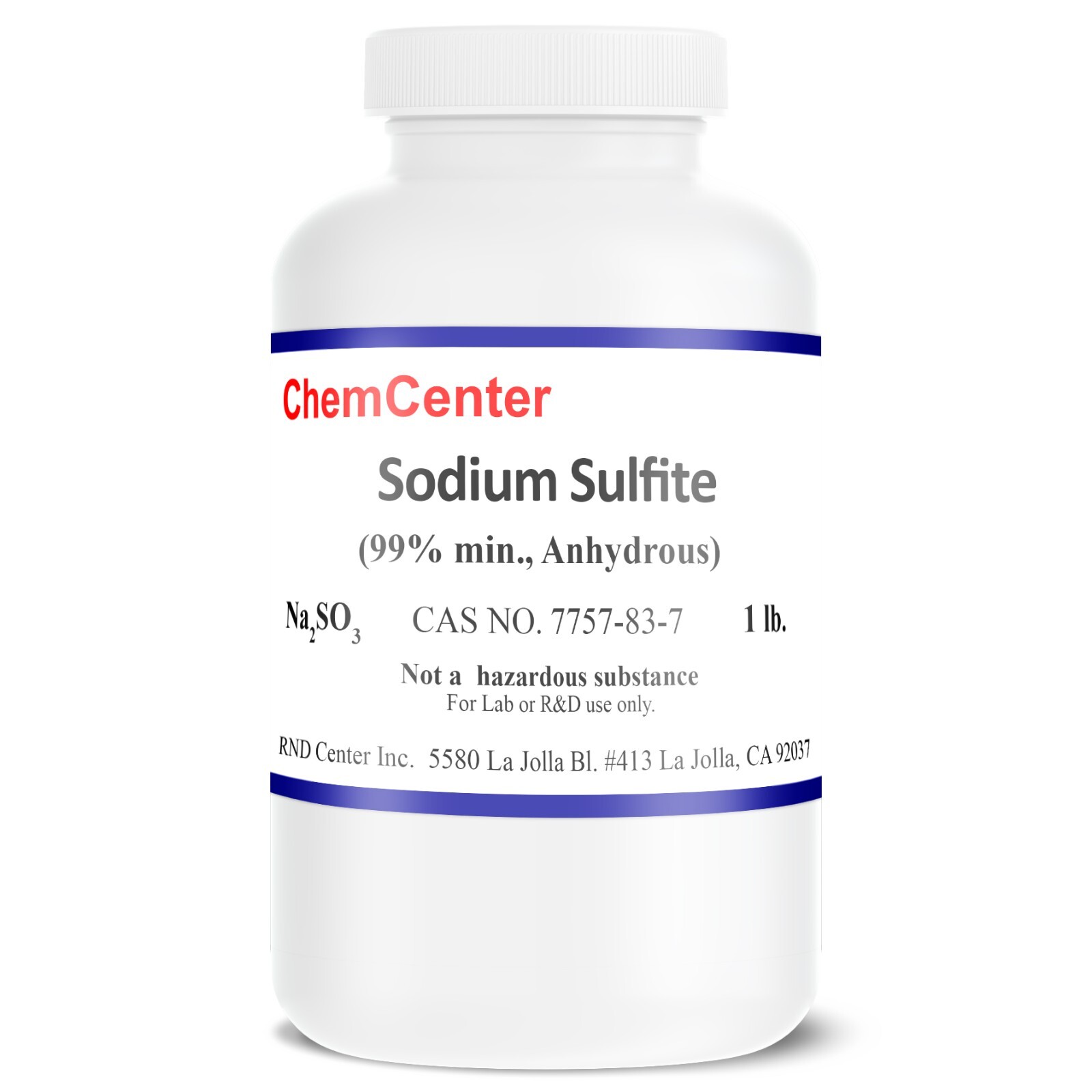 Sodium Sulfite, Anhydrous, Reagent, 99% min., 1lb.