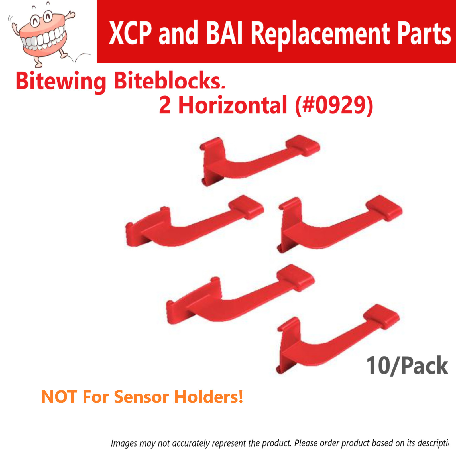 Dental XCP & BAI Bitewing Biteblocks, Red – XCP Rinn -2 Horizonal 10/Pk #0929 NE