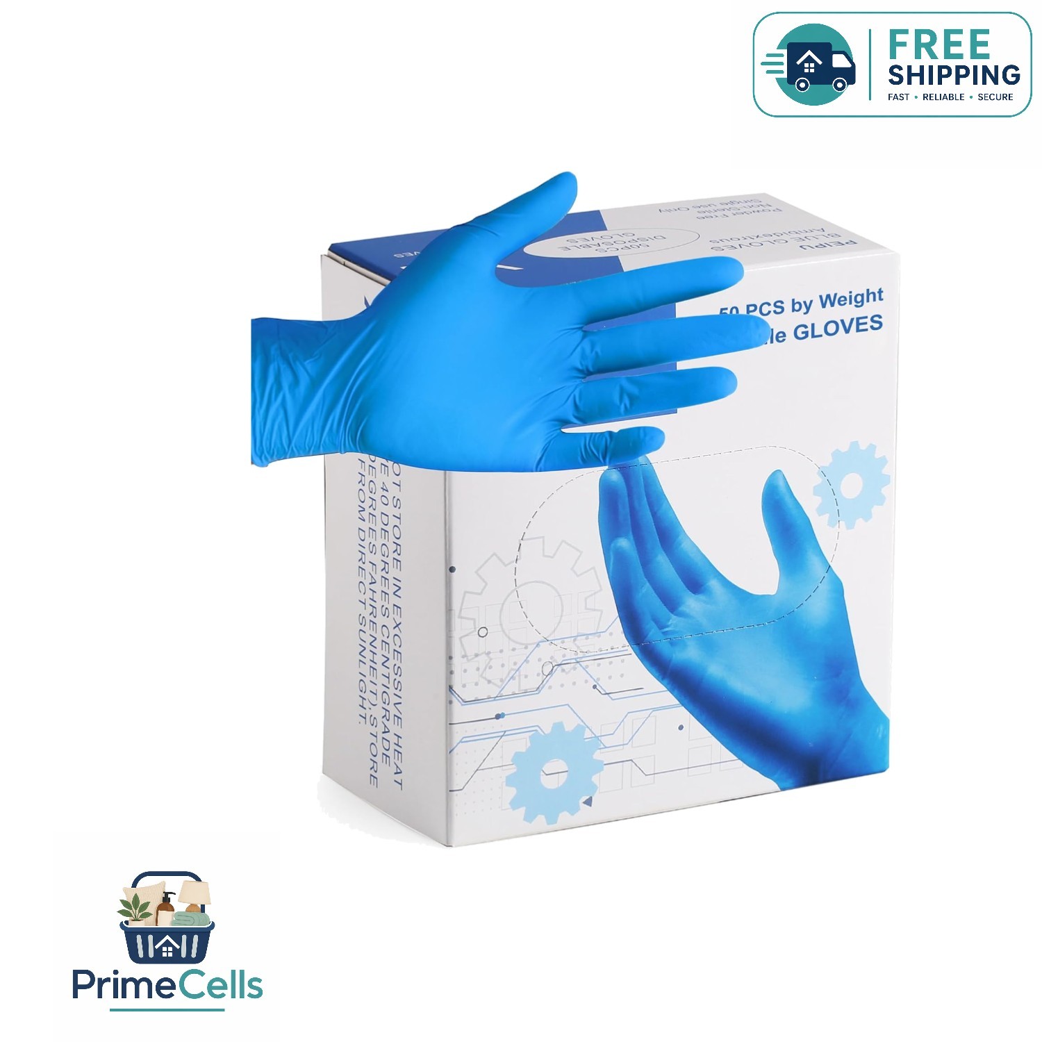 Protective Blue Nitrile Gloves – Disposable, Powder-Free, 50 Count, Medium Size