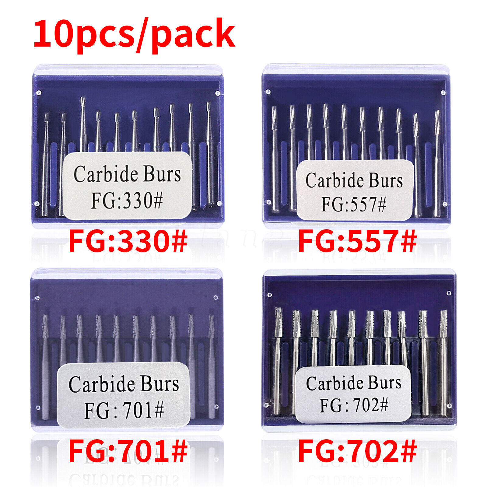 1 Box/10pcs Dental Tungsten Carbide Drill Burs FG Bur for High Handpiece 1.6mm