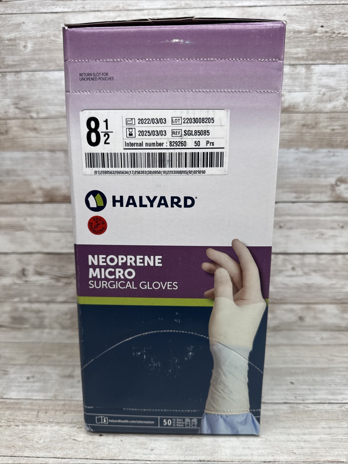 HALYARD Neoprene Micro Surgical Gloves *1 – 50 Pair Box* Size 8.5 *See Date*