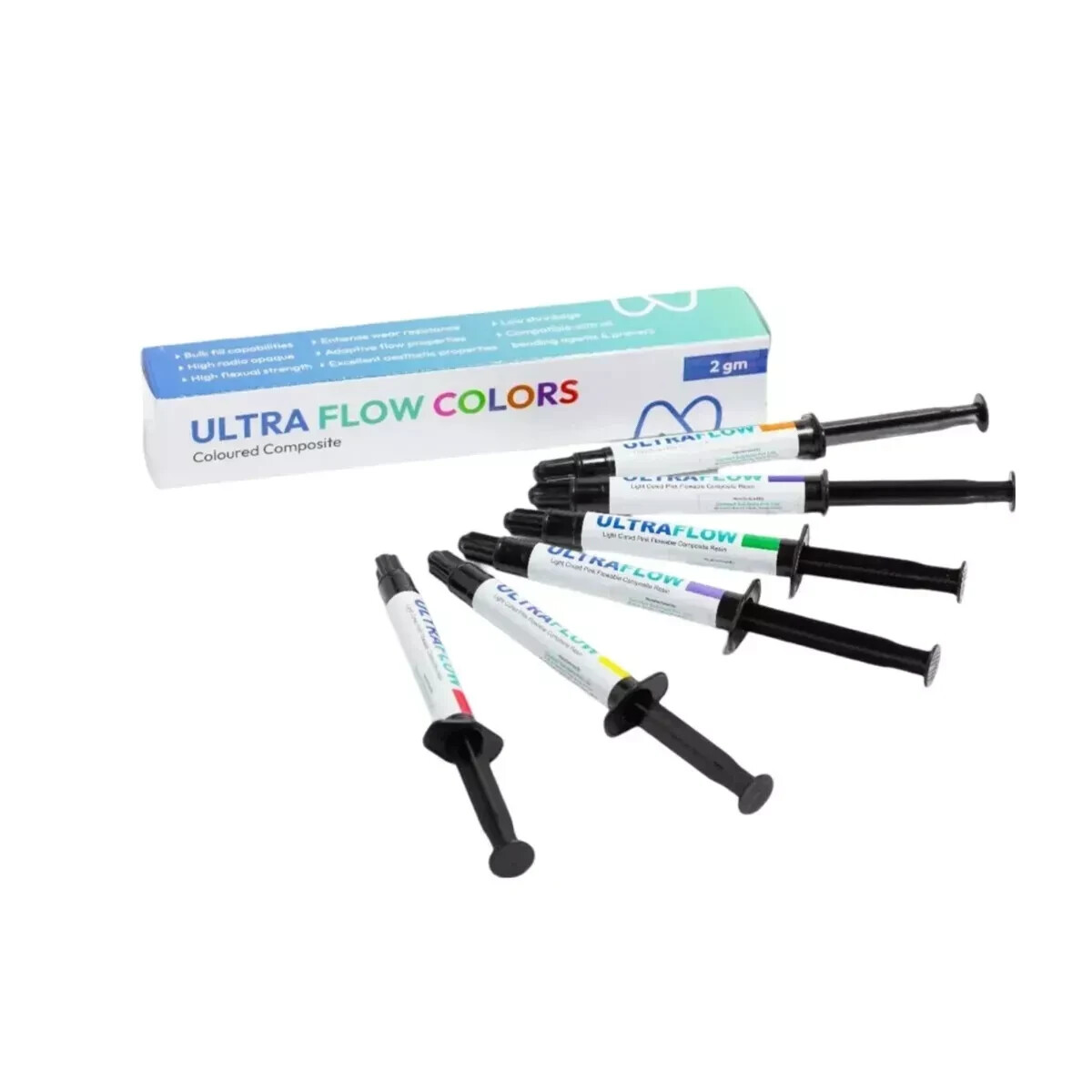 DentAct Ultra Flow Colors Radiopaque Light Cured Coloured Composite 2g Free Ship